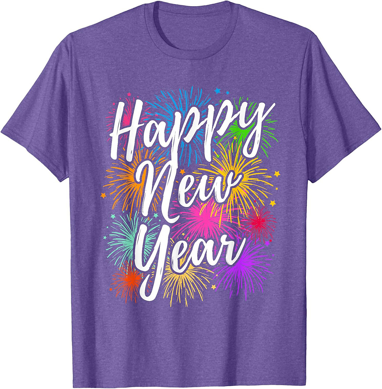  Happy New Year Fireworks Graphic Tee Festive Unisex Shirt