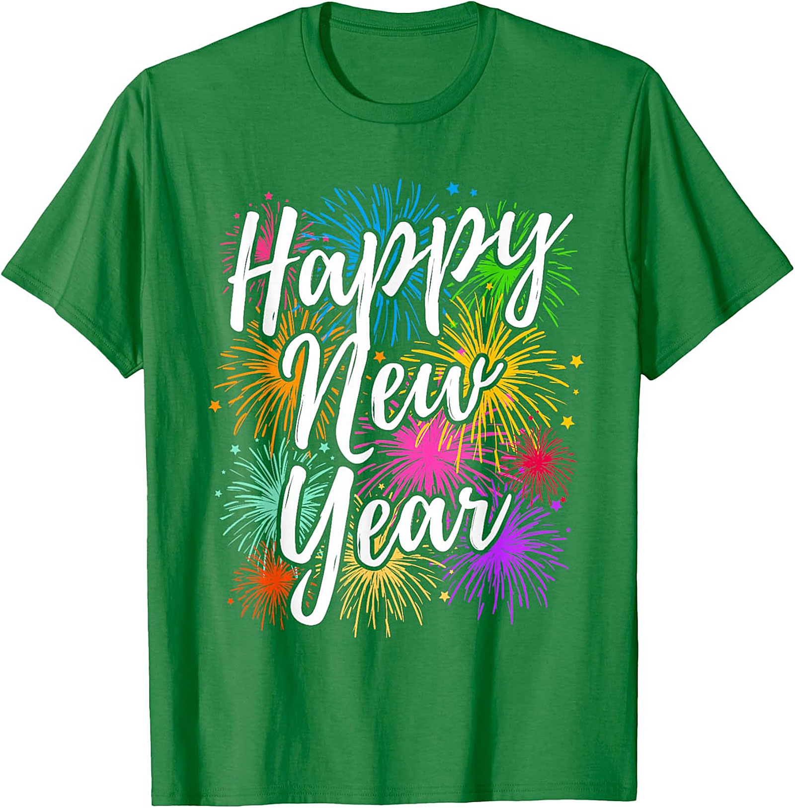  Happy New Year Fireworks Graphic Tee Festive Unisex Shirt