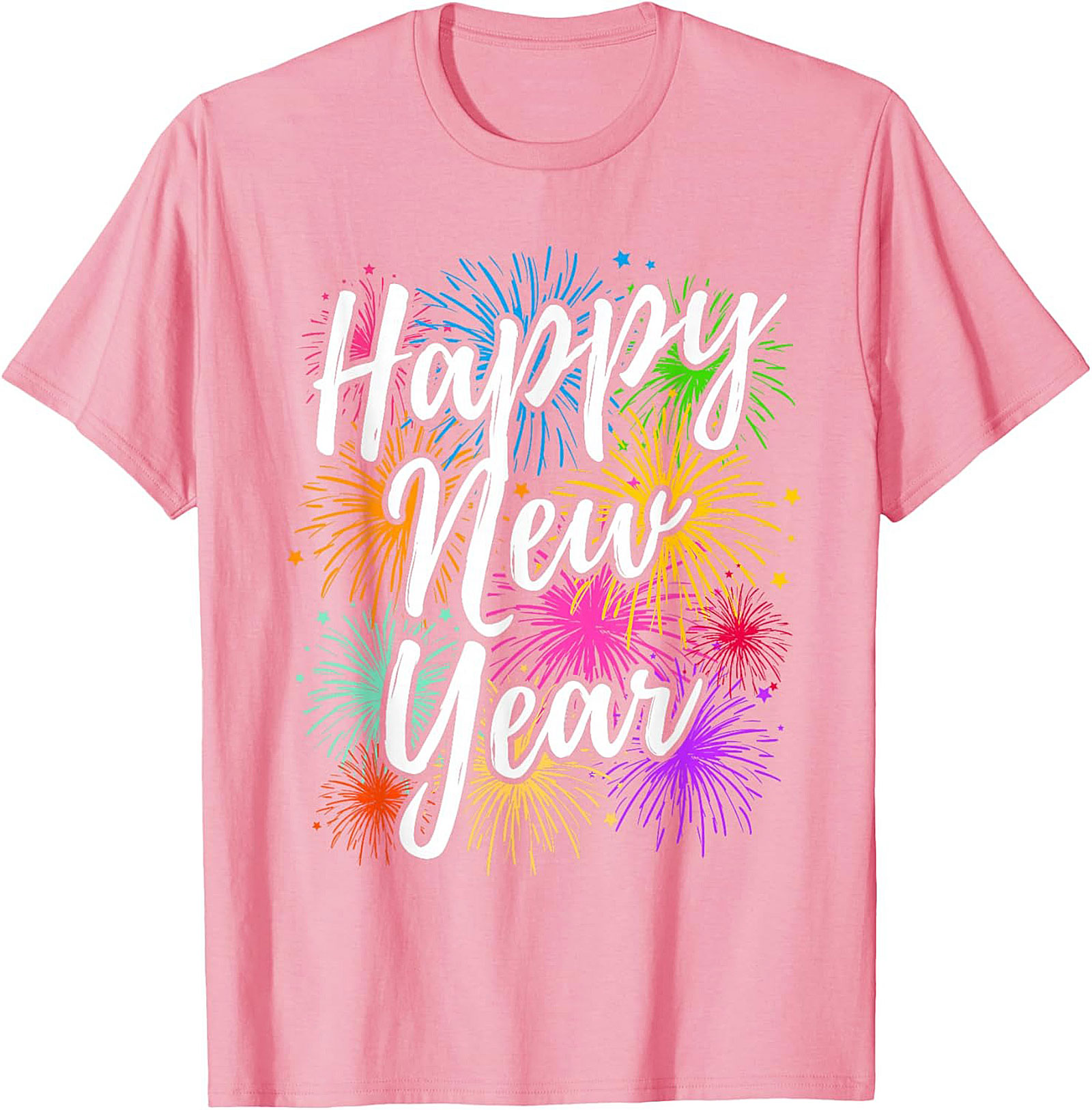  Happy New Year Fireworks Graphic Tee Festive Unisex Shirt