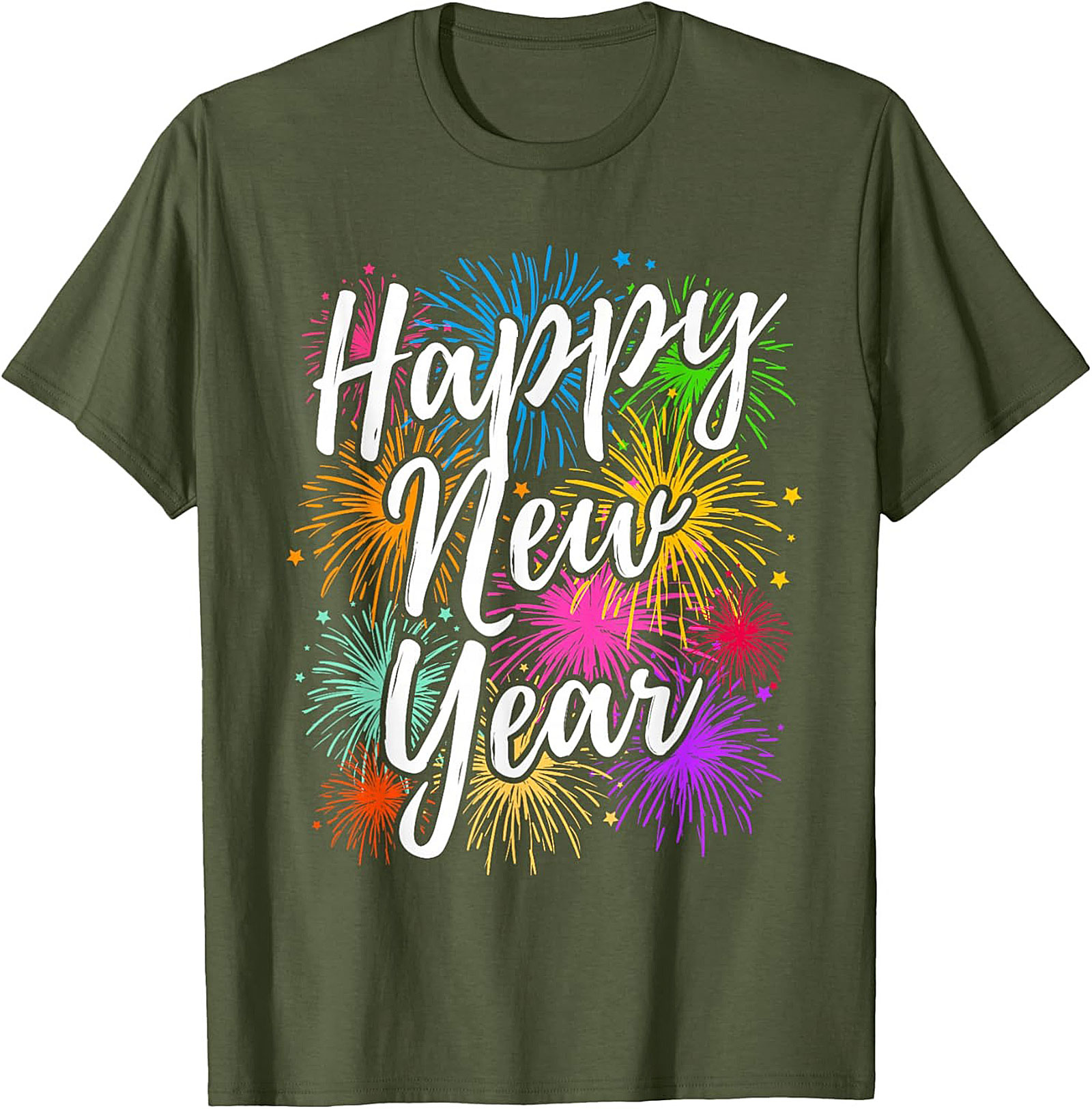  Happy New Year Fireworks Graphic Tee Festive Unisex Shirt