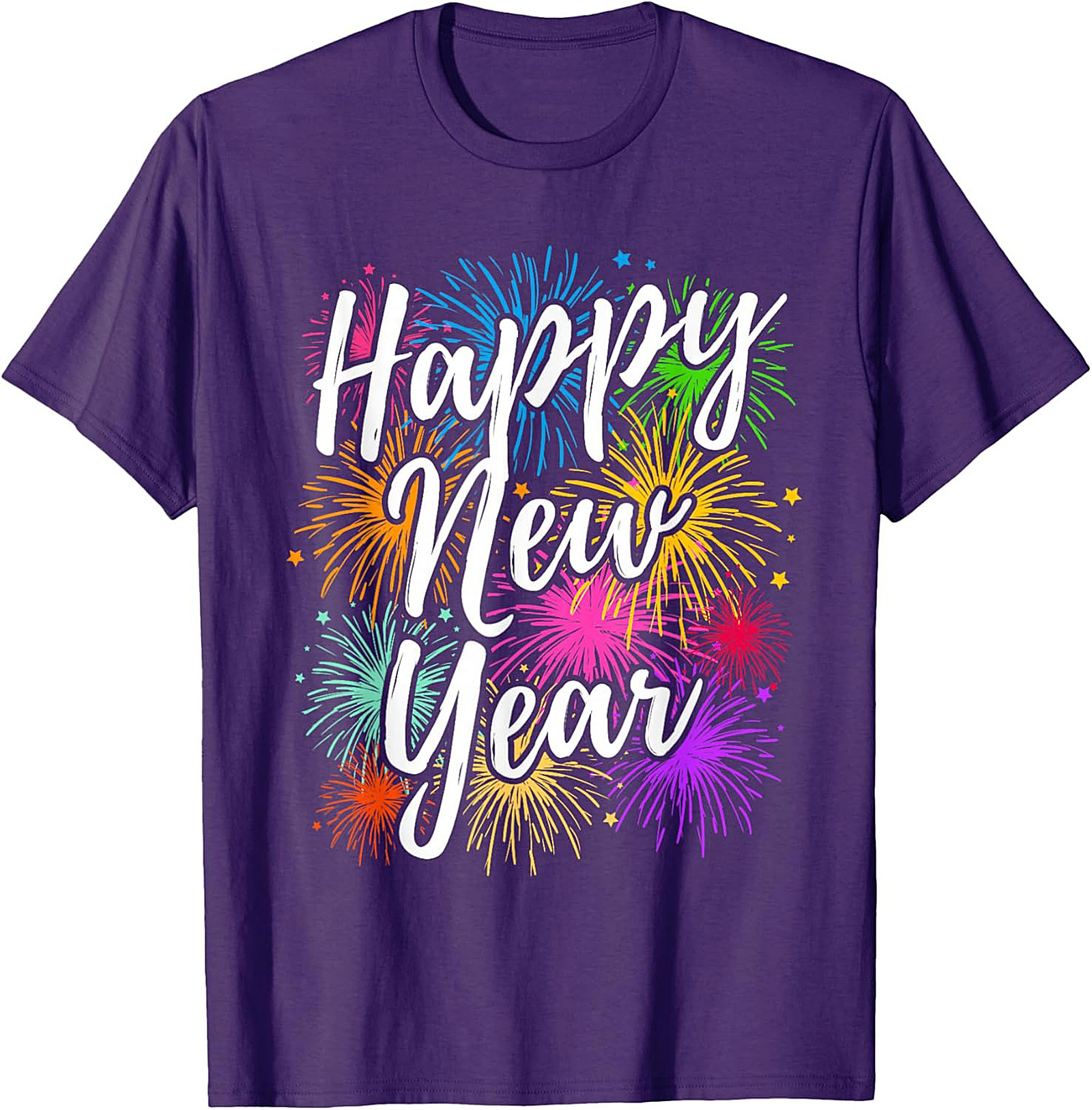  Happy New Year Fireworks Graphic Tee Festive Unisex Shirt