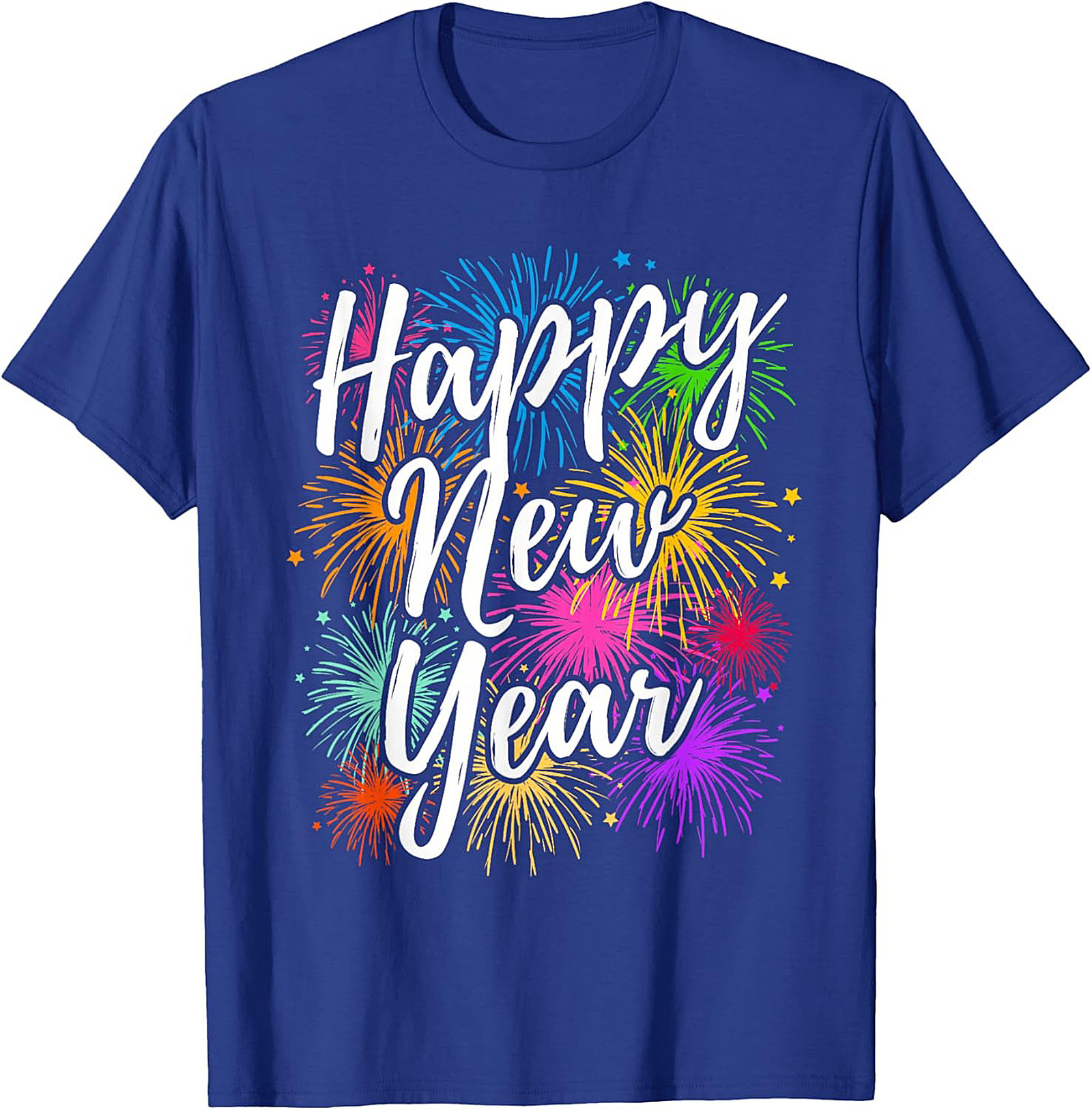  Happy New Year Fireworks Graphic Tee Festive Unisex Shirt