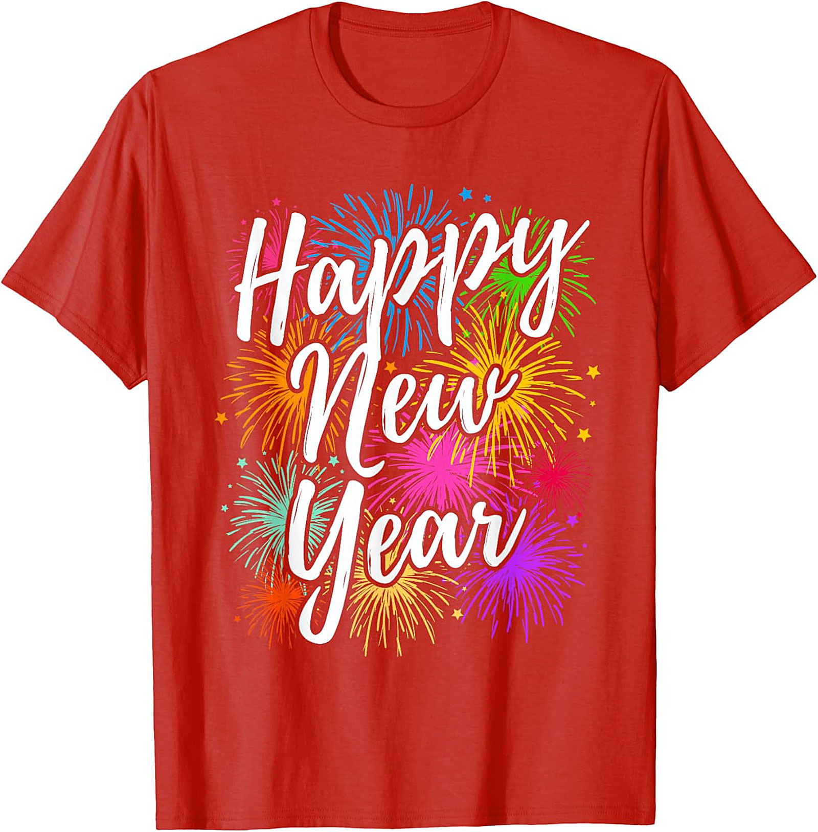 Happy New Year Fireworks Graphic Tee Festive Unisex Shirt