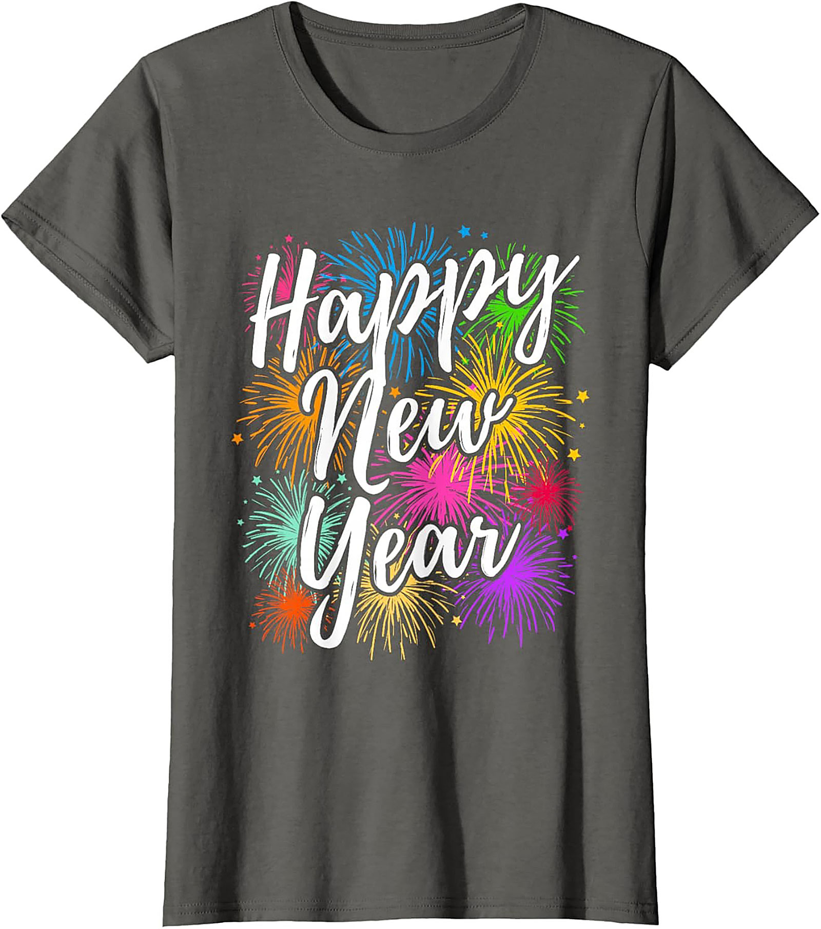  Happy New Year Fireworks Graphic Tee Festive Unisex Shirt