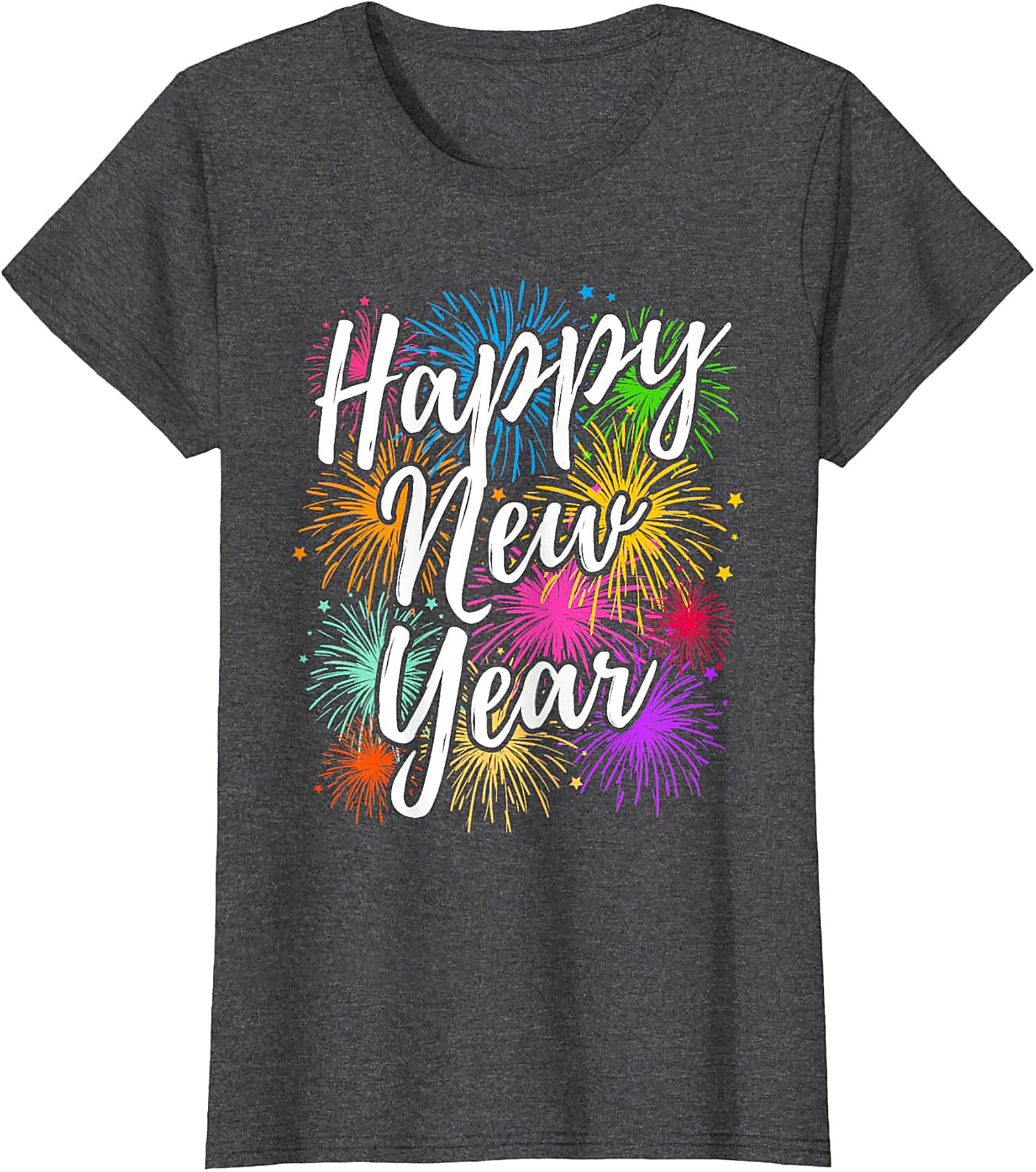  Happy New Year Fireworks Graphic Tee Festive Unisex Shirt