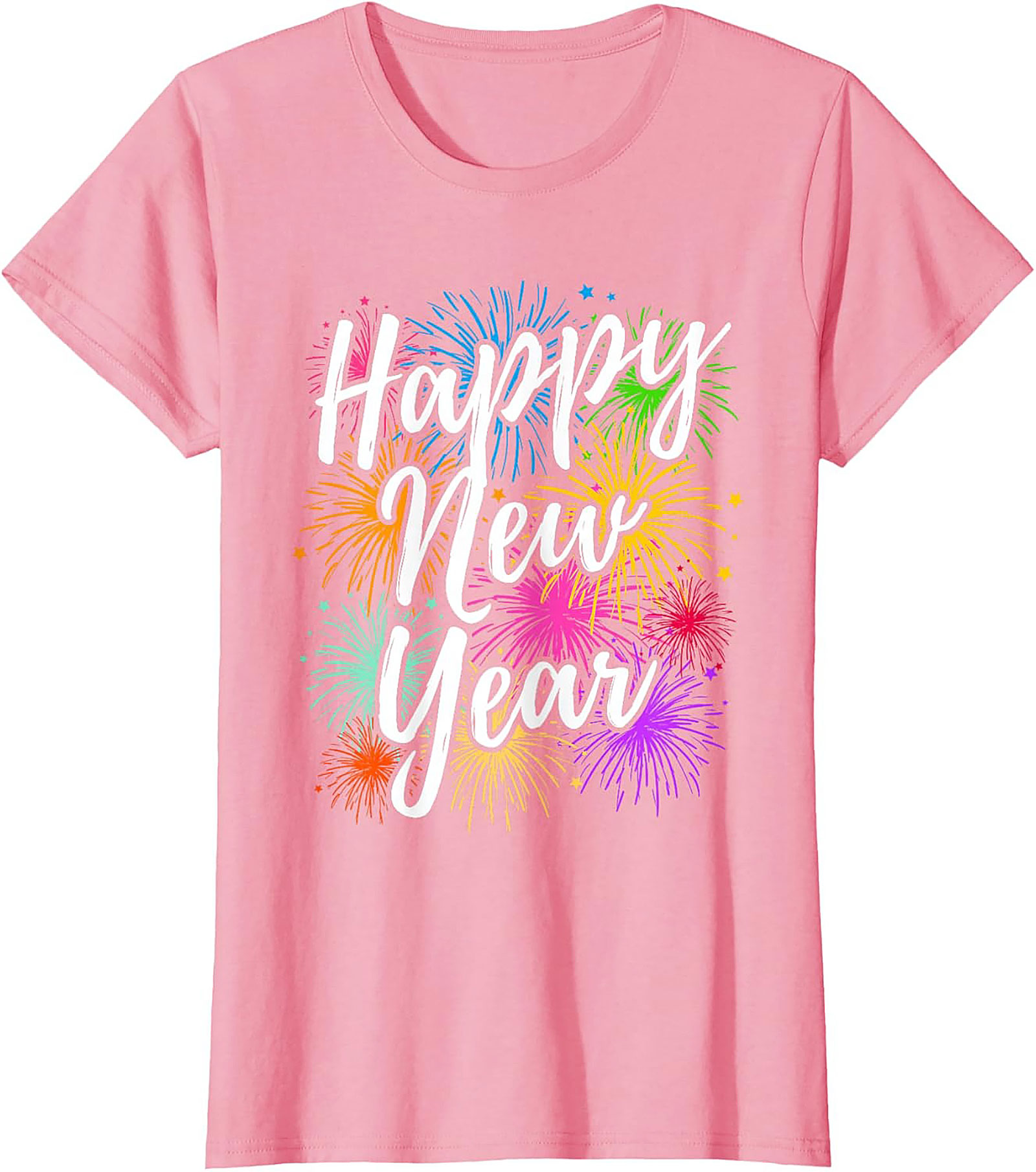  Happy New Year Fireworks Graphic Tee Festive Unisex Shirt
