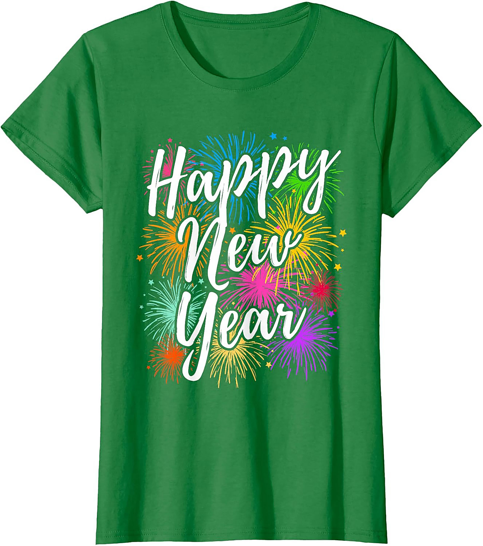  Happy New Year Fireworks Graphic Tee Festive Unisex Shirt