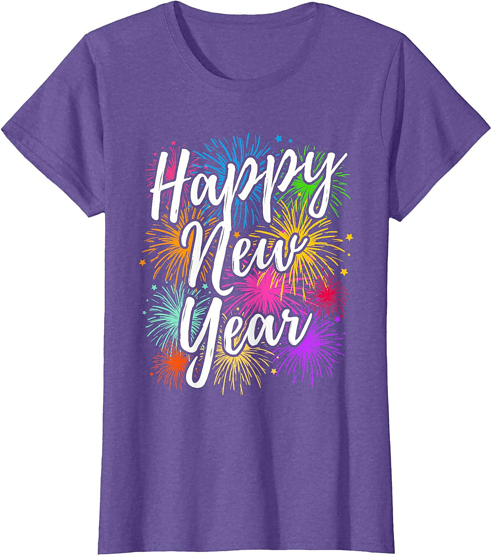  Happy New Year Fireworks Graphic Tee Festive Unisex Shirt