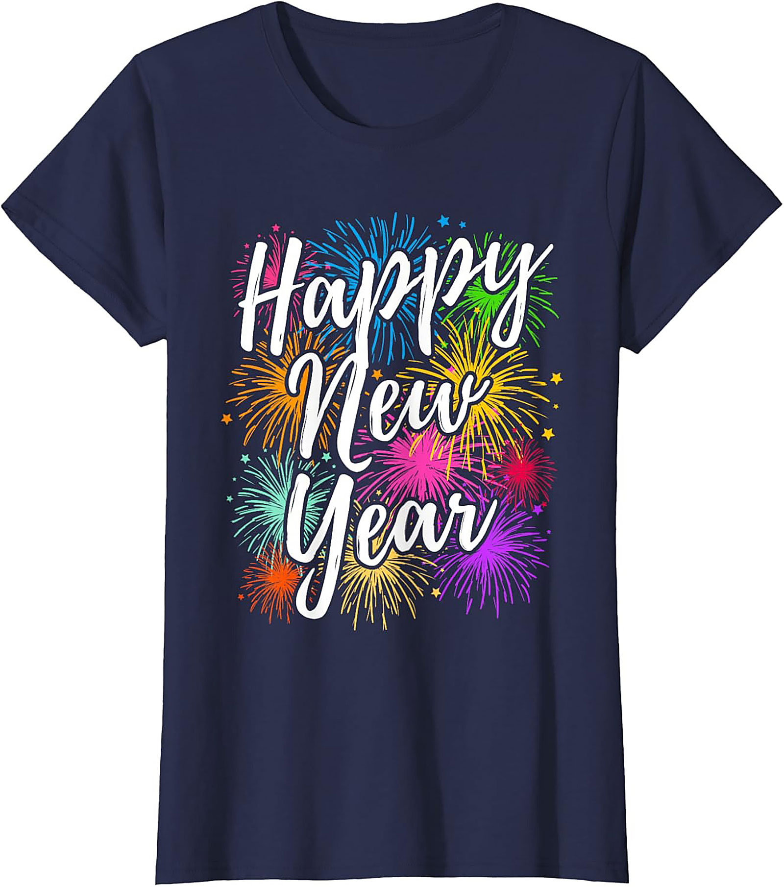  Happy New Year Fireworks Graphic Tee Festive Unisex Shirt