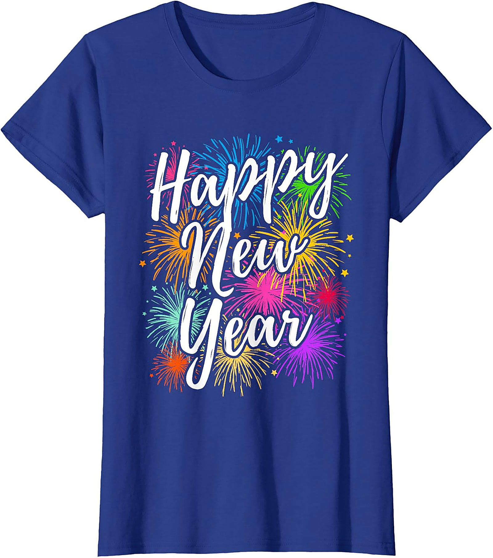  Happy New Year Fireworks Graphic Tee Festive Unisex Shirt