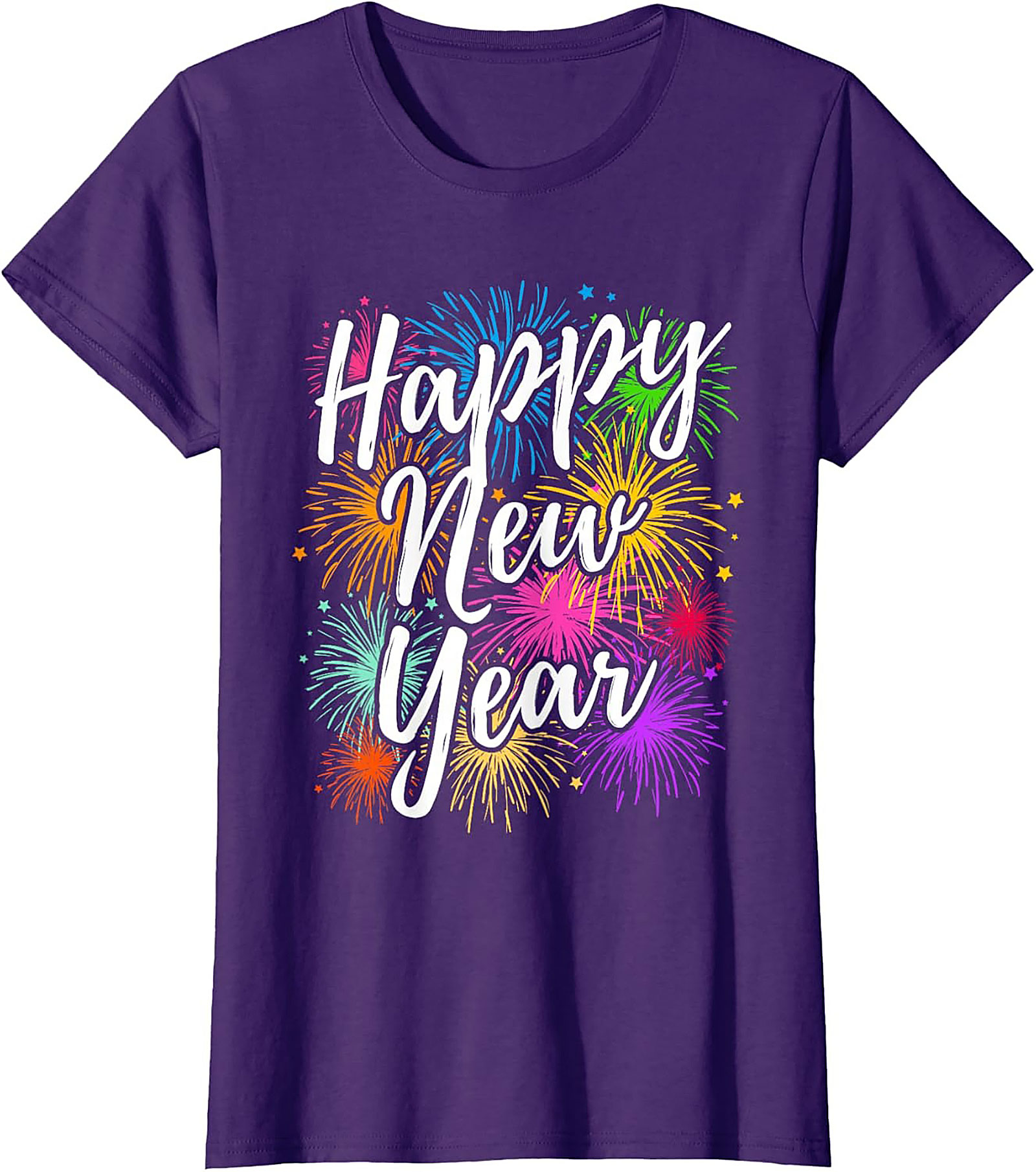  Happy New Year Fireworks Graphic Tee Festive Unisex Shirt