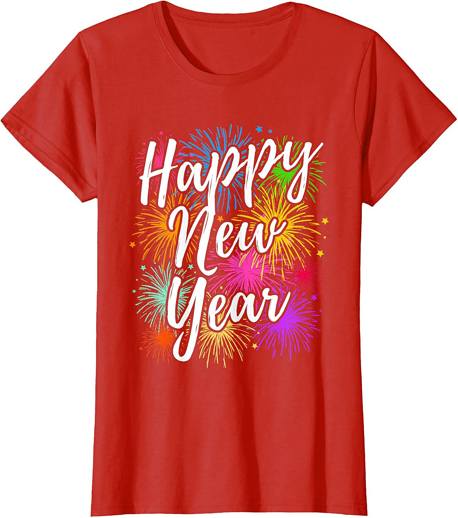  Happy New Year Fireworks Graphic Tee Festive Unisex Shirt