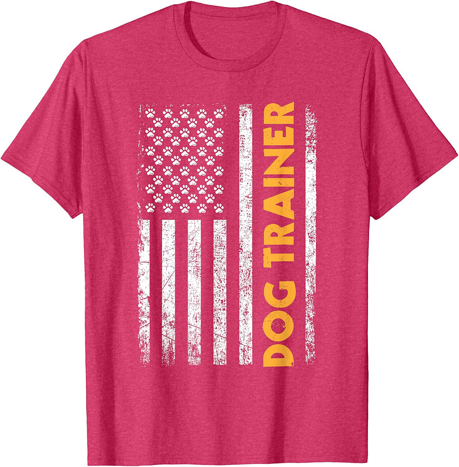 Distressed USA Flag Dog Trainer T-Shirt | Patriotic Paw Print Graphic Tee