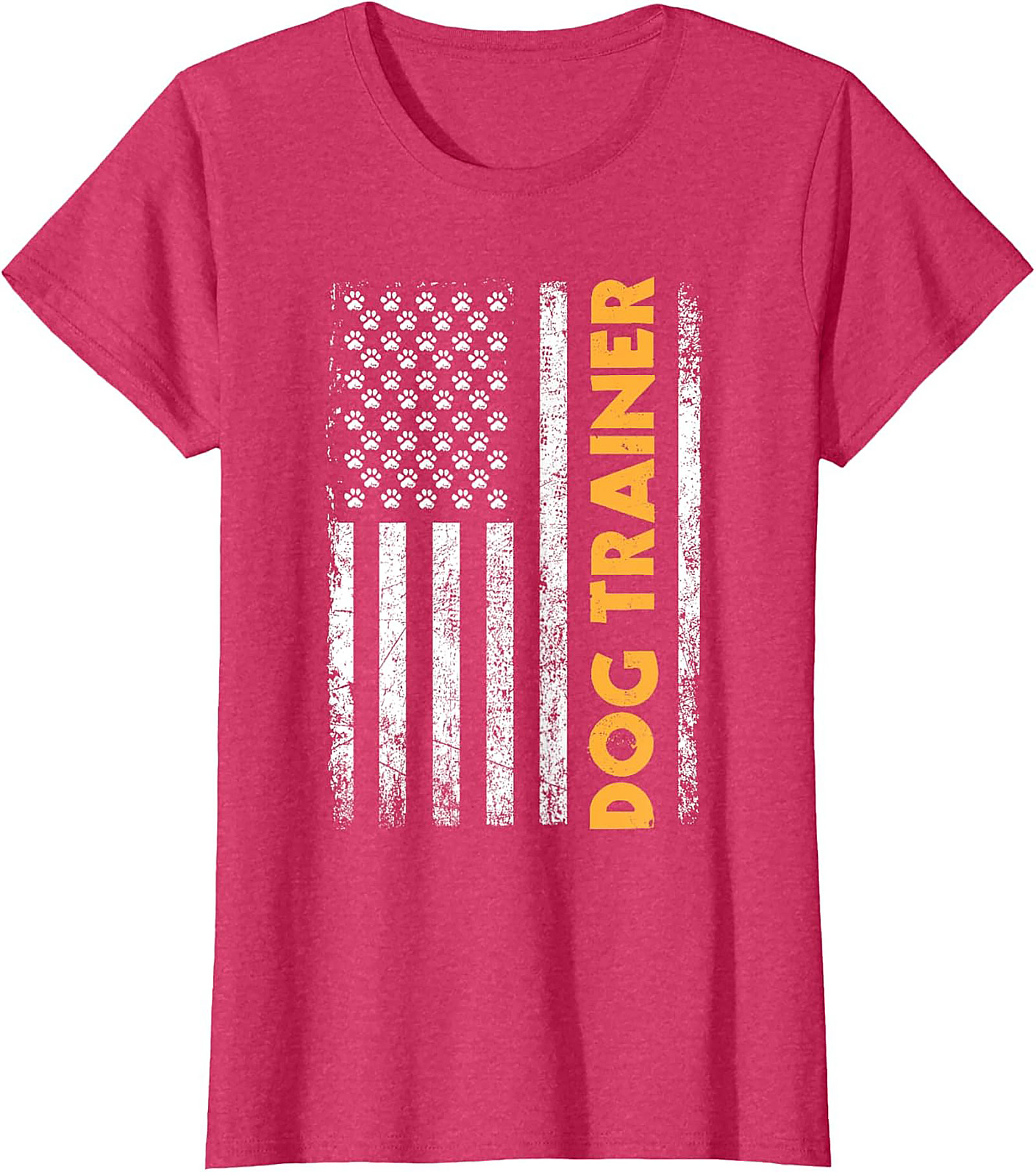 Distressed USA Flag Dog Trainer T-Shirt | Patriotic Paw Print Graphic Tee