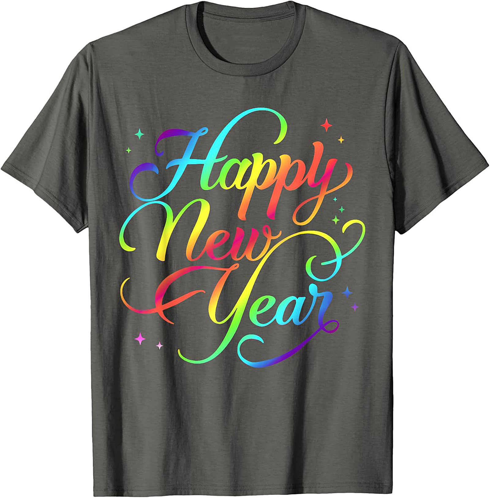 Rainbow Happy New Year Graphic Tee Celebration Shirt