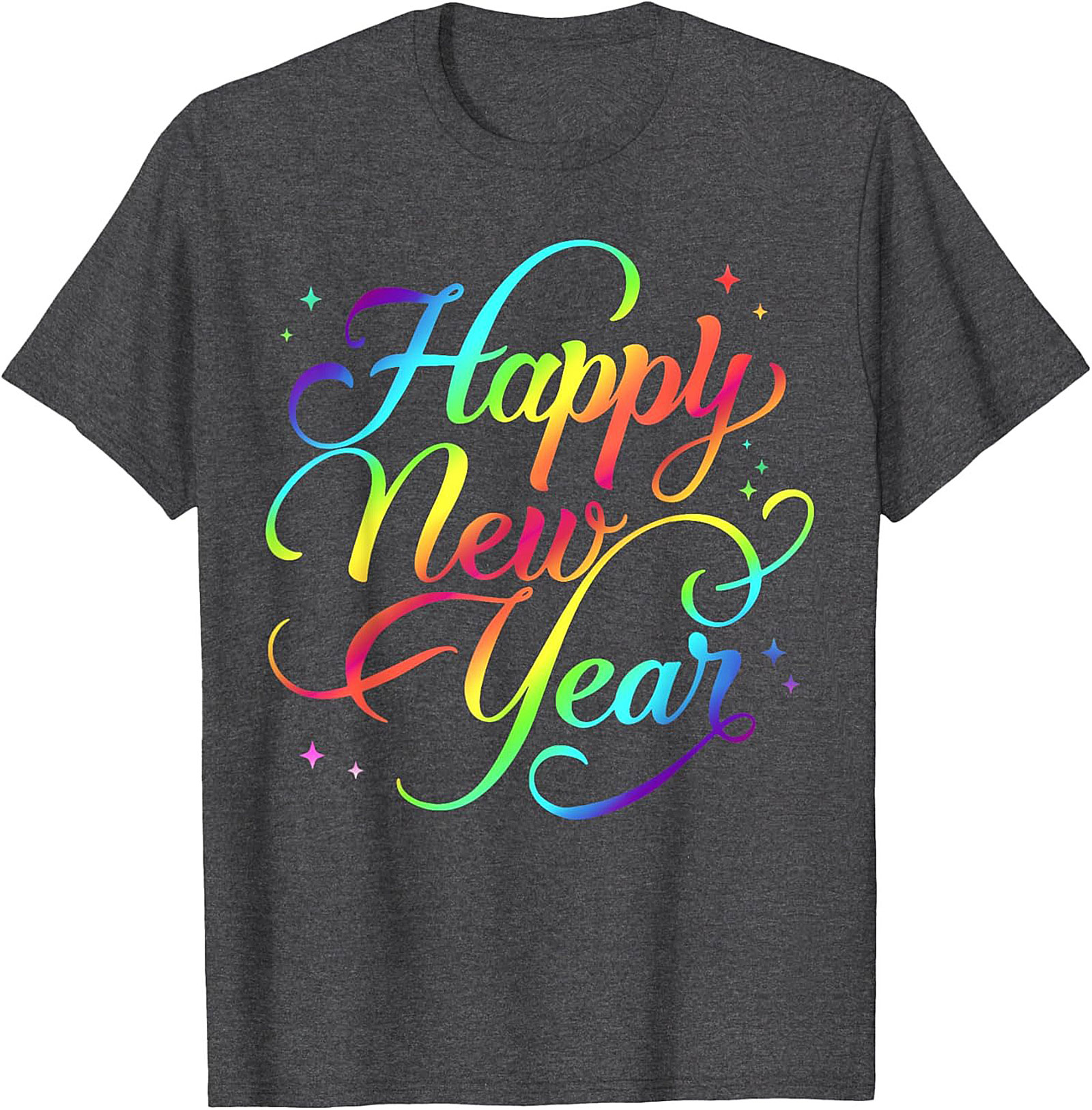 Rainbow Happy New Year Graphic Tee Celebration Shirt