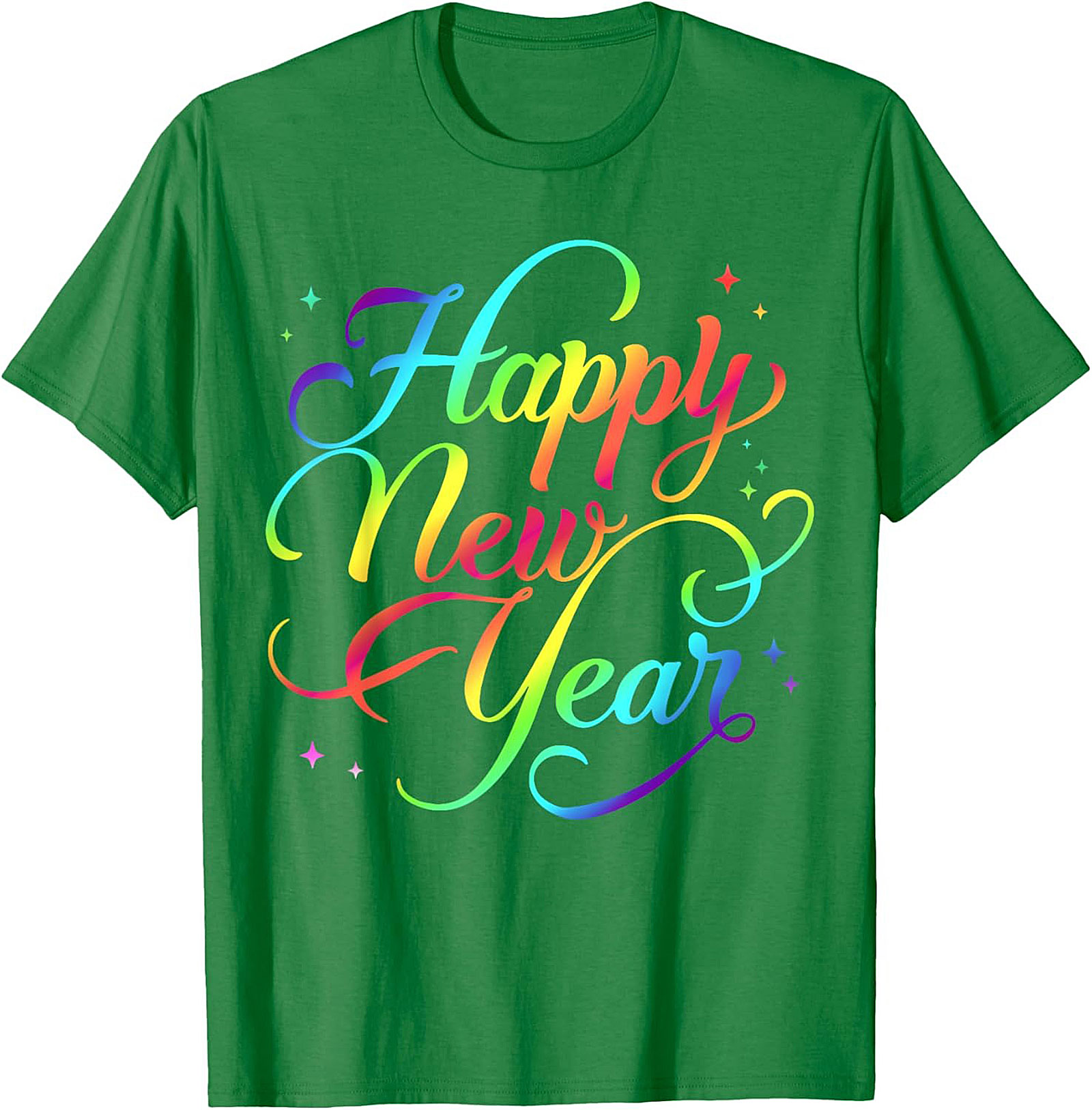 Rainbow Happy New Year Graphic Tee Celebration Shirt
