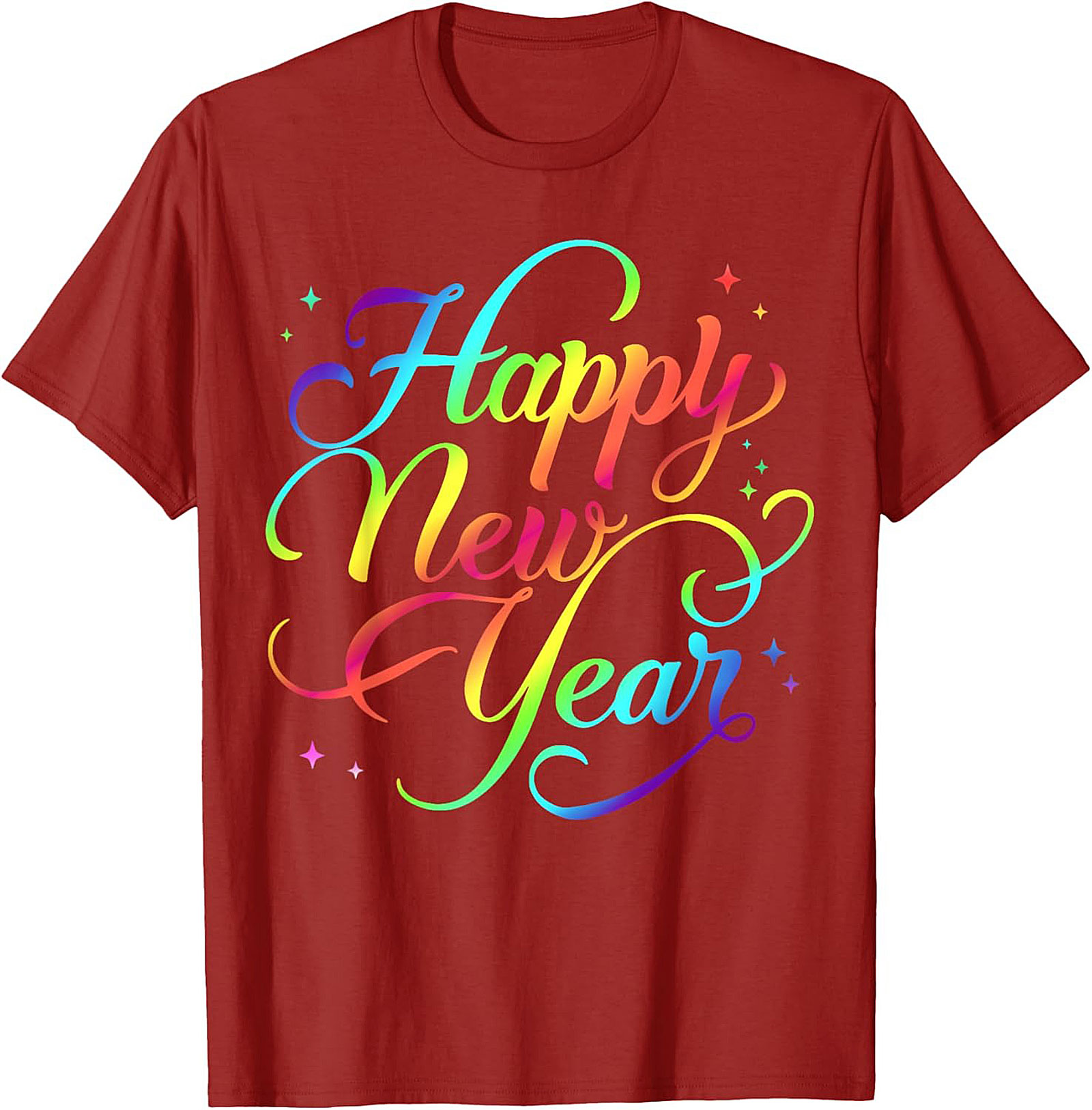 Rainbow Happy New Year Graphic Tee Celebration Shirt