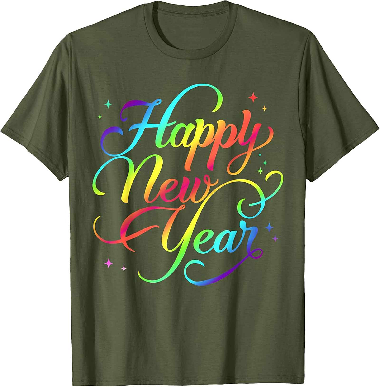 Rainbow Happy New Year Graphic Tee Celebration Shirt