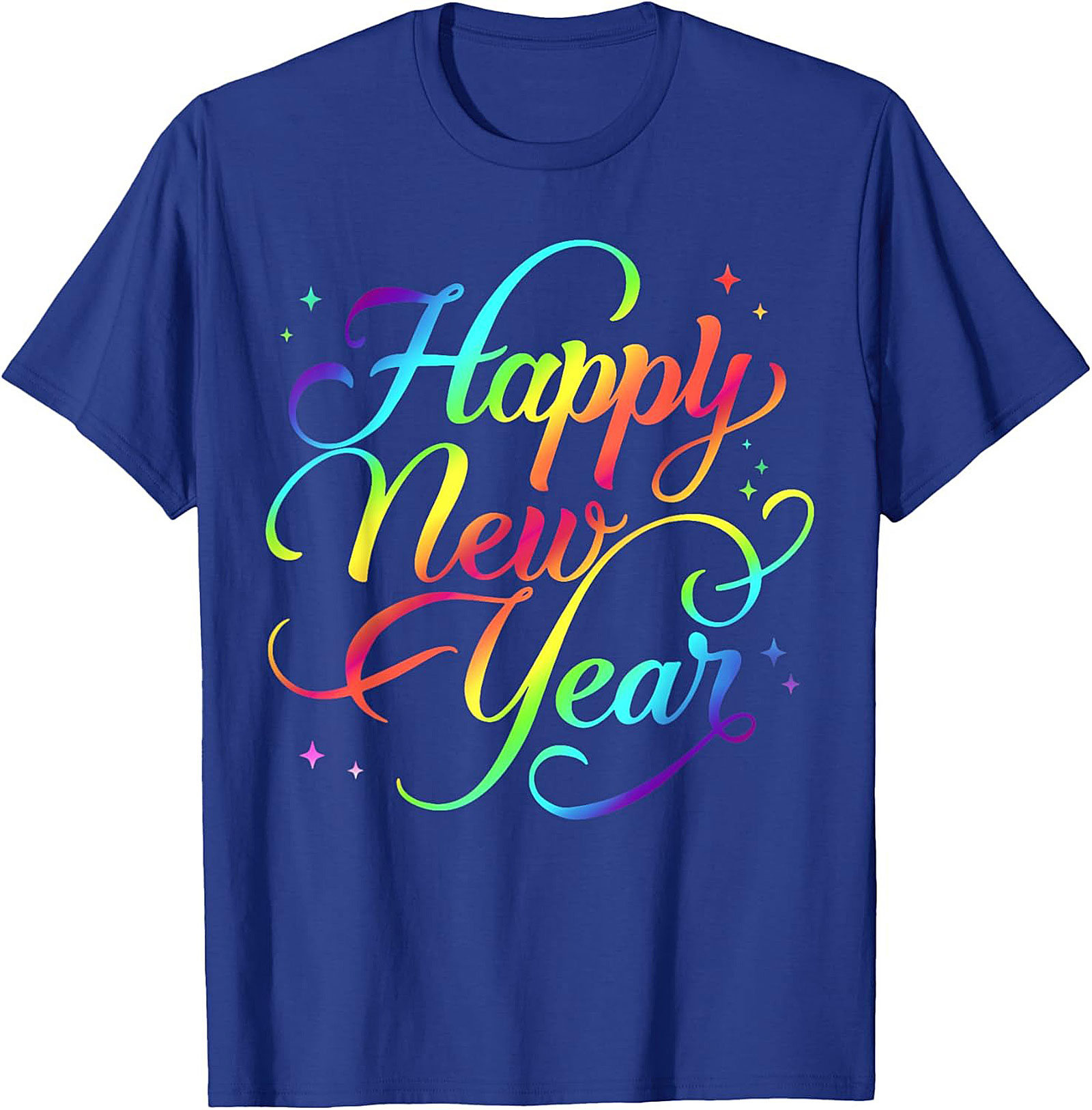 Rainbow Happy New Year Graphic Tee Celebration Shirt