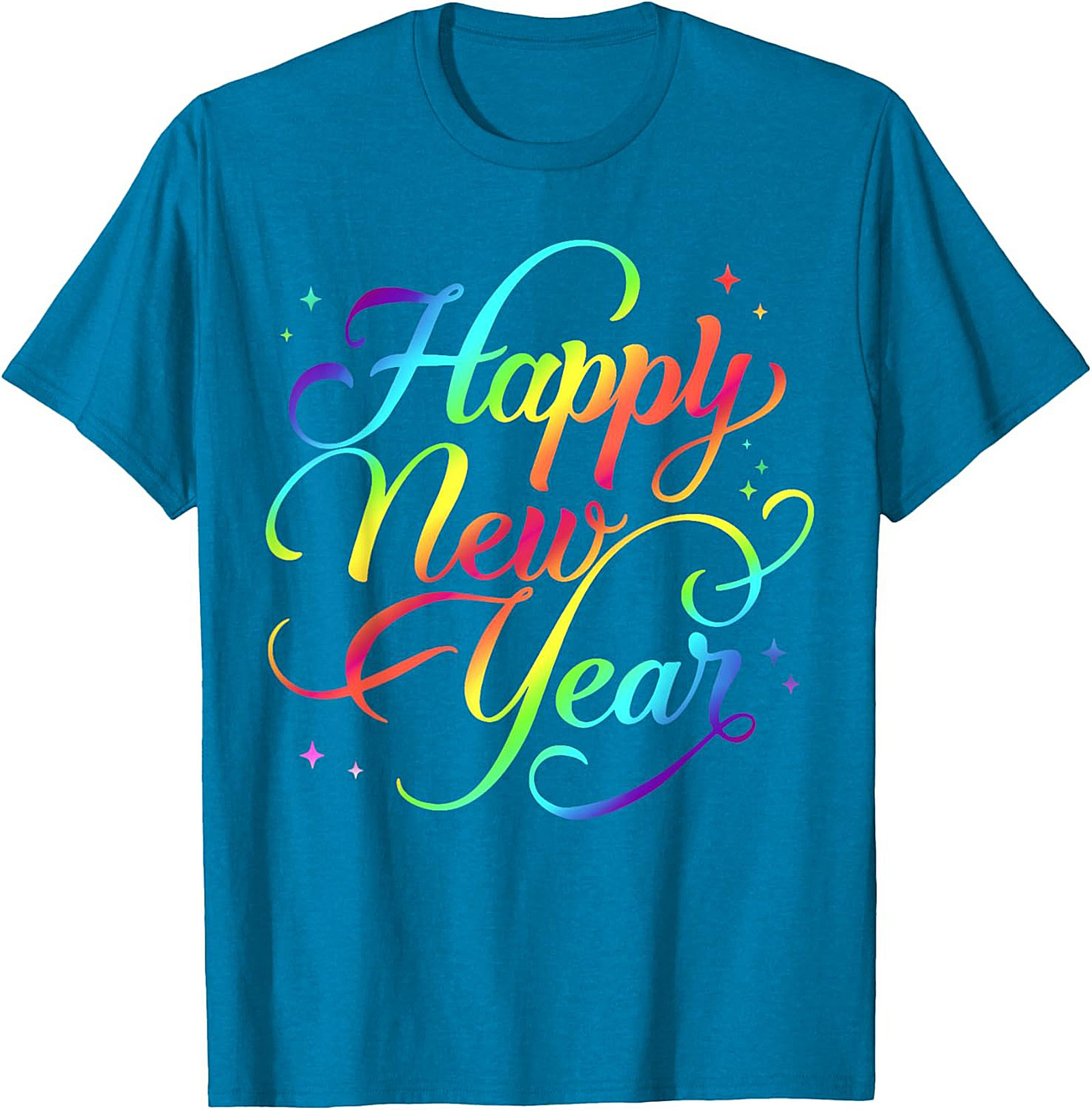 Rainbow Happy New Year Graphic Tee Celebration Shirt