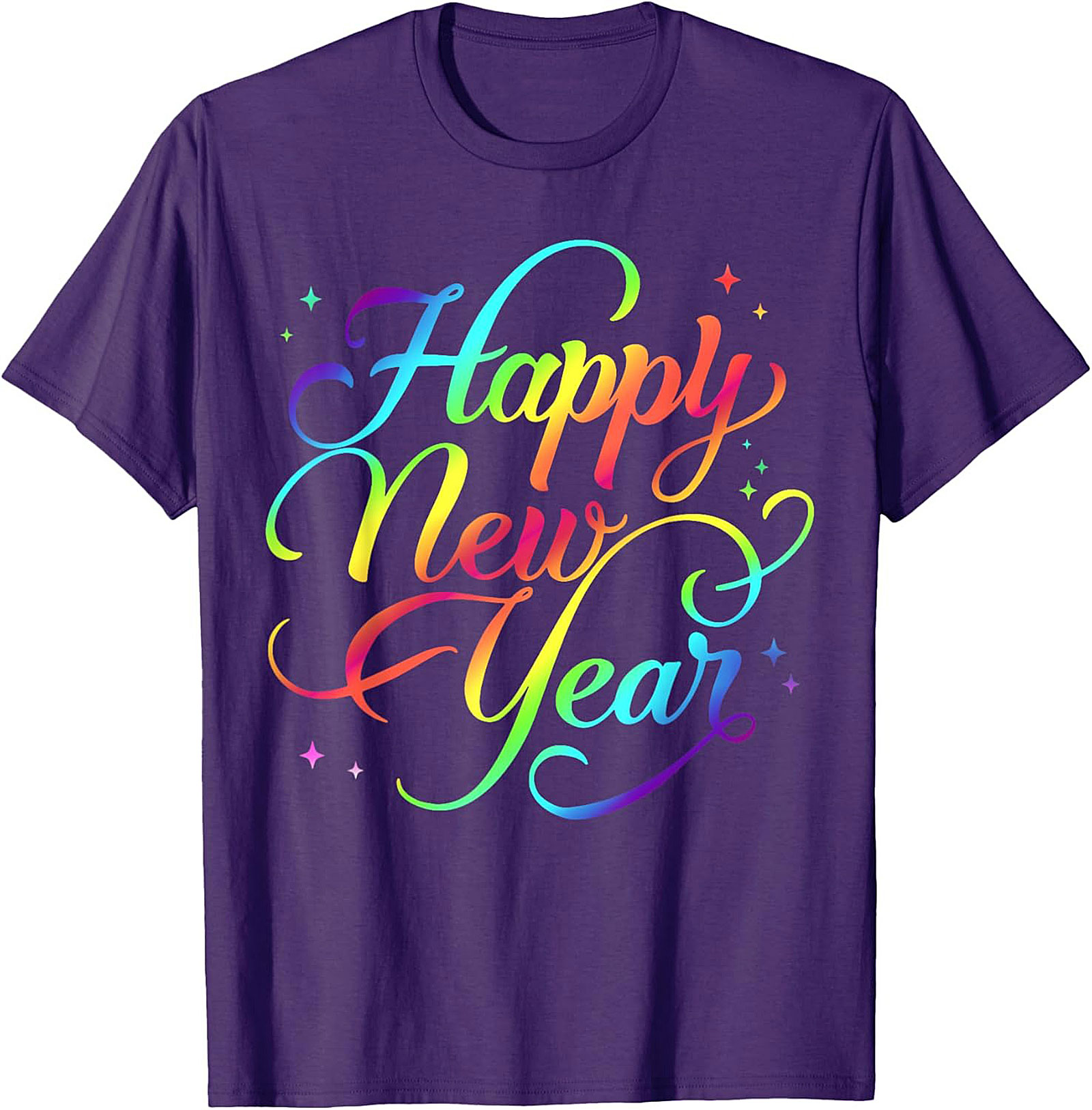 Rainbow Happy New Year Graphic Tee Celebration Shirt