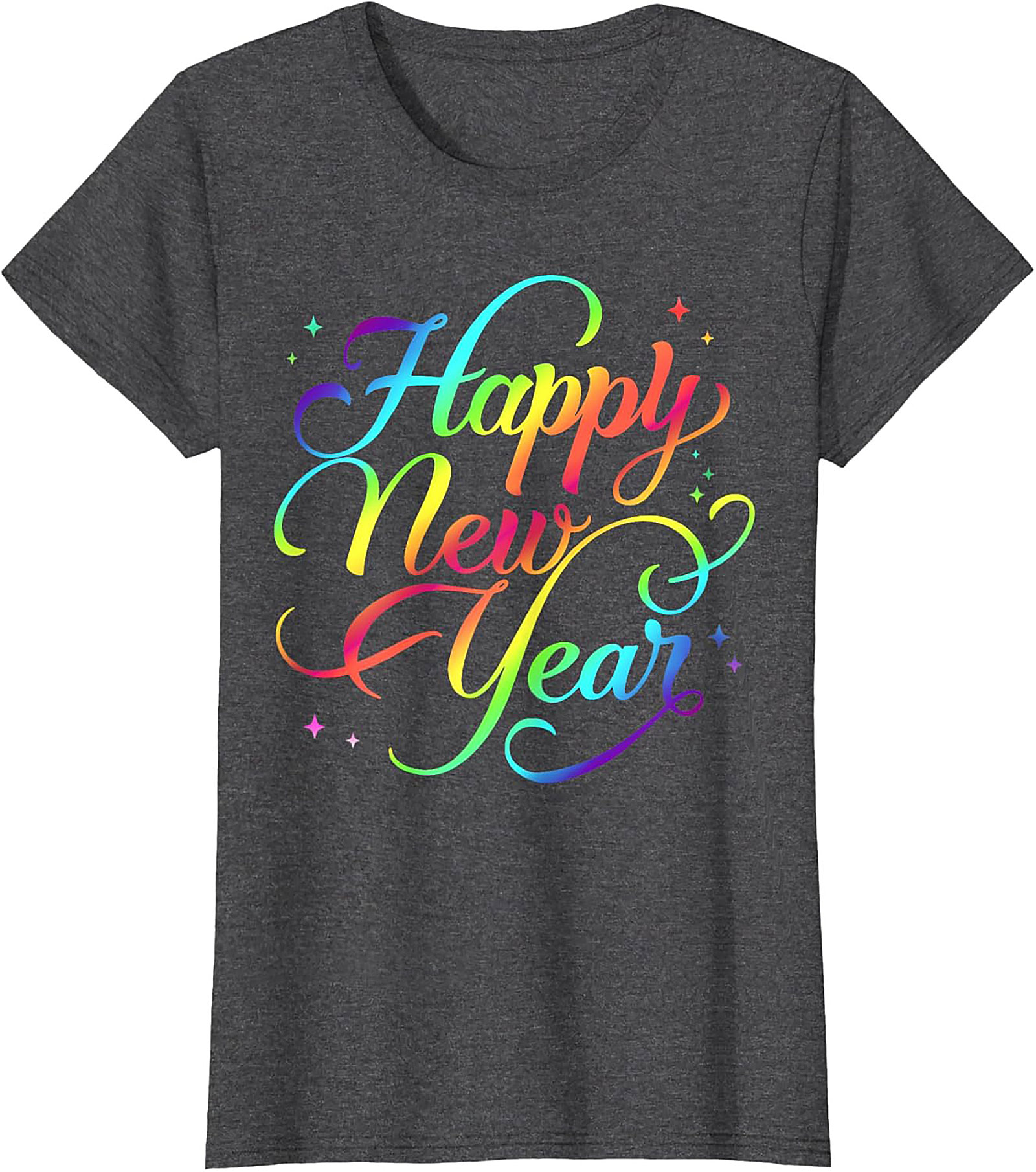 Rainbow Happy New Year Graphic Tee Celebration Shirt