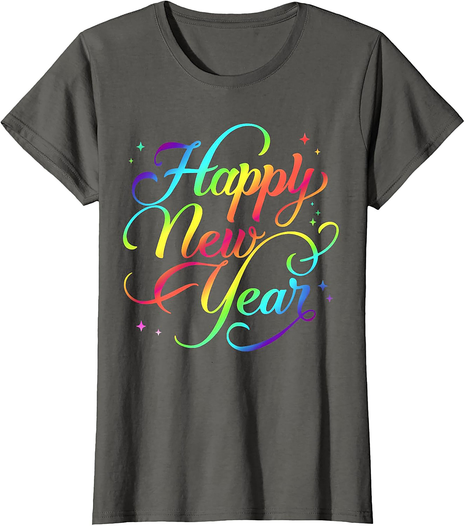 Rainbow Happy New Year Graphic Tee Celebration Shirt