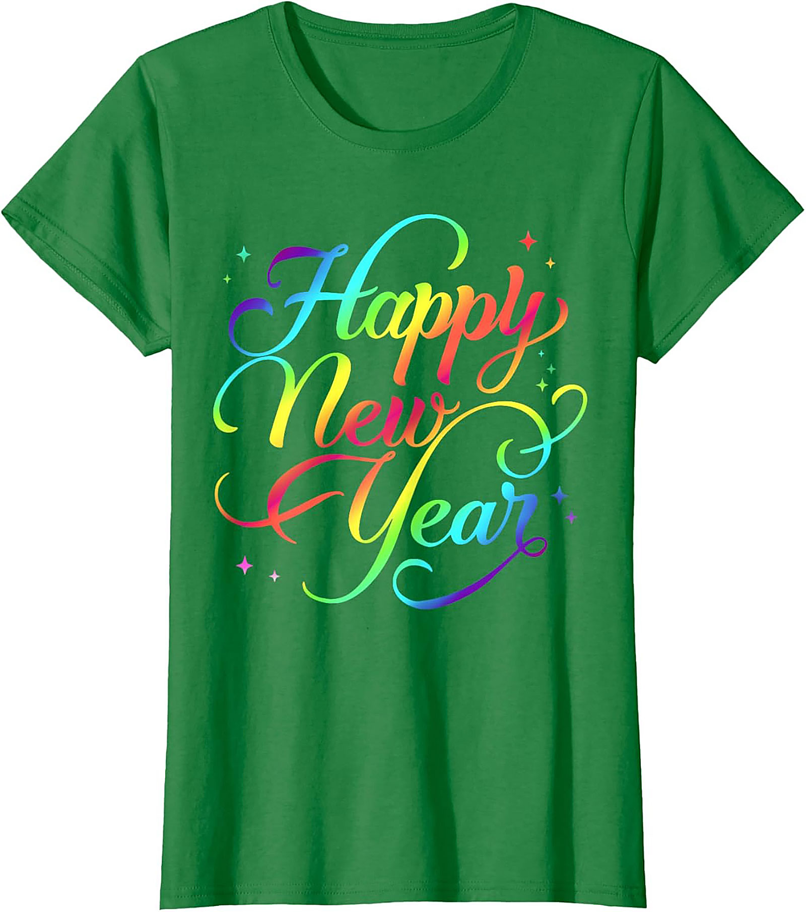 Rainbow Happy New Year Graphic Tee Celebration Shirt