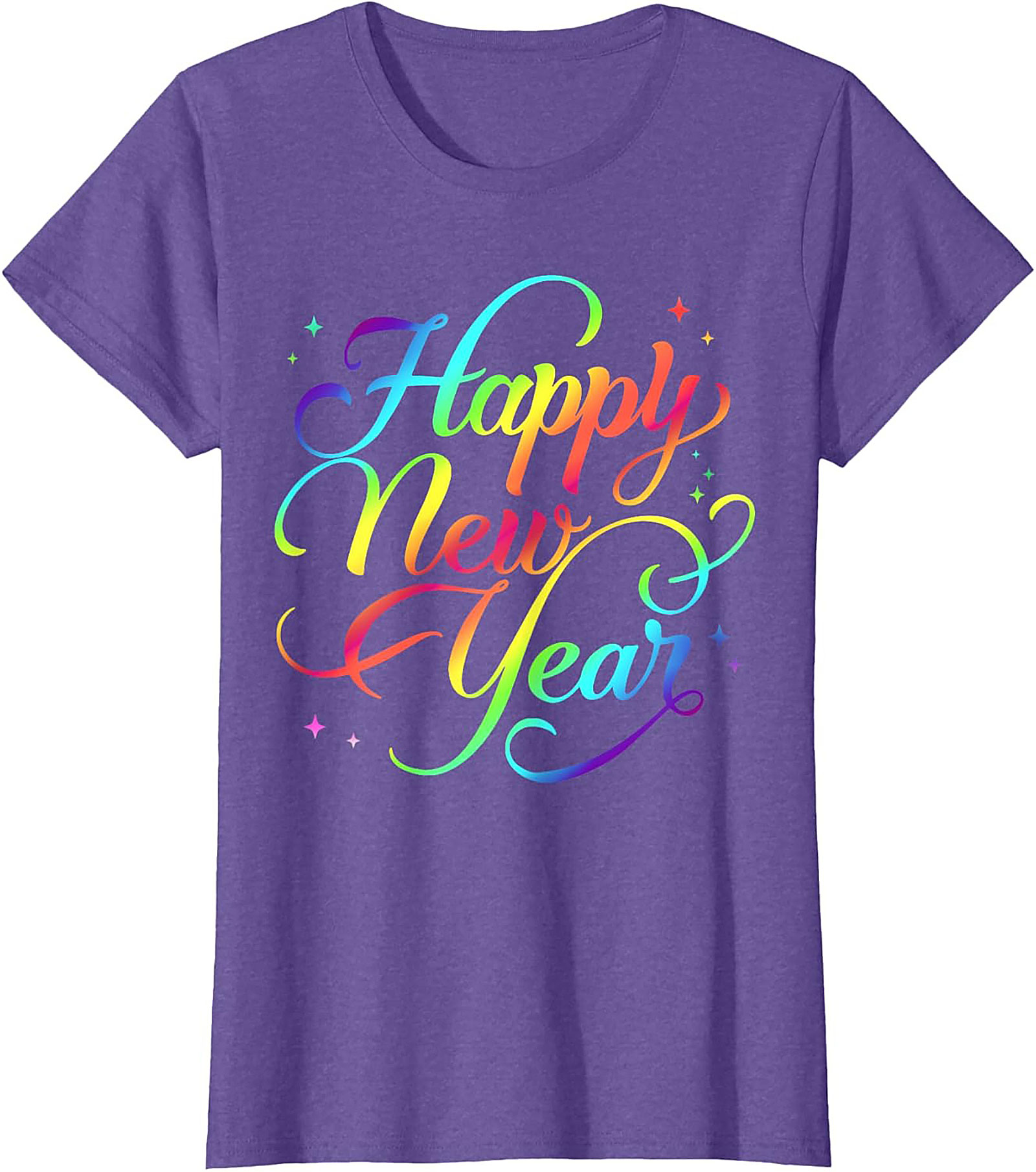 Rainbow Happy New Year Graphic Tee Celebration Shirt