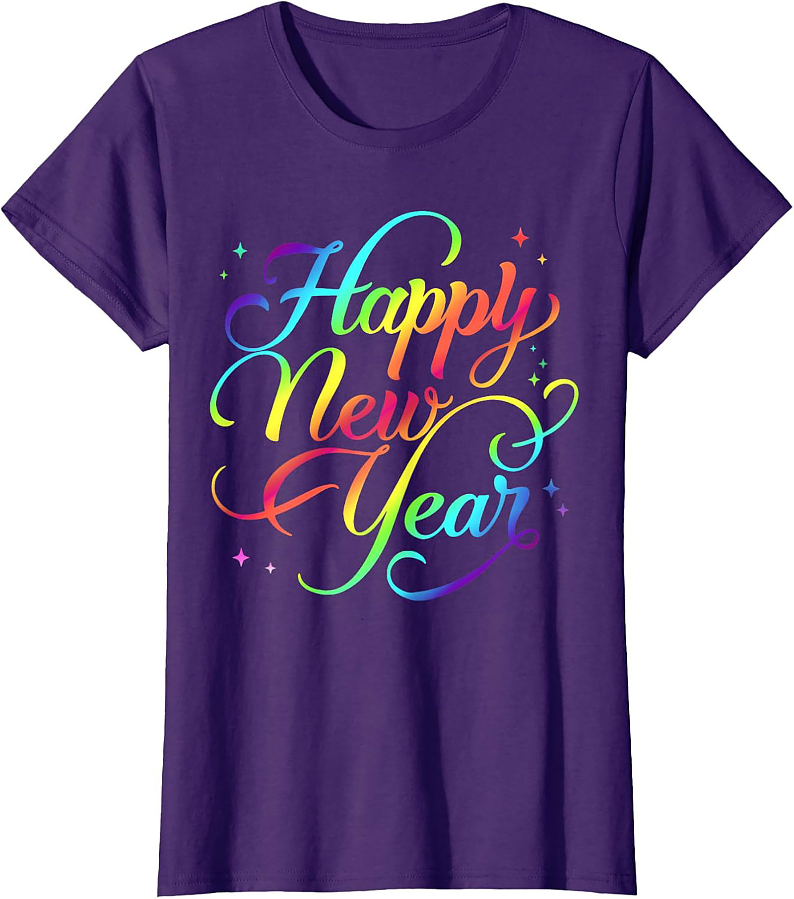 Rainbow Happy New Year Graphic Tee Celebration Shirt