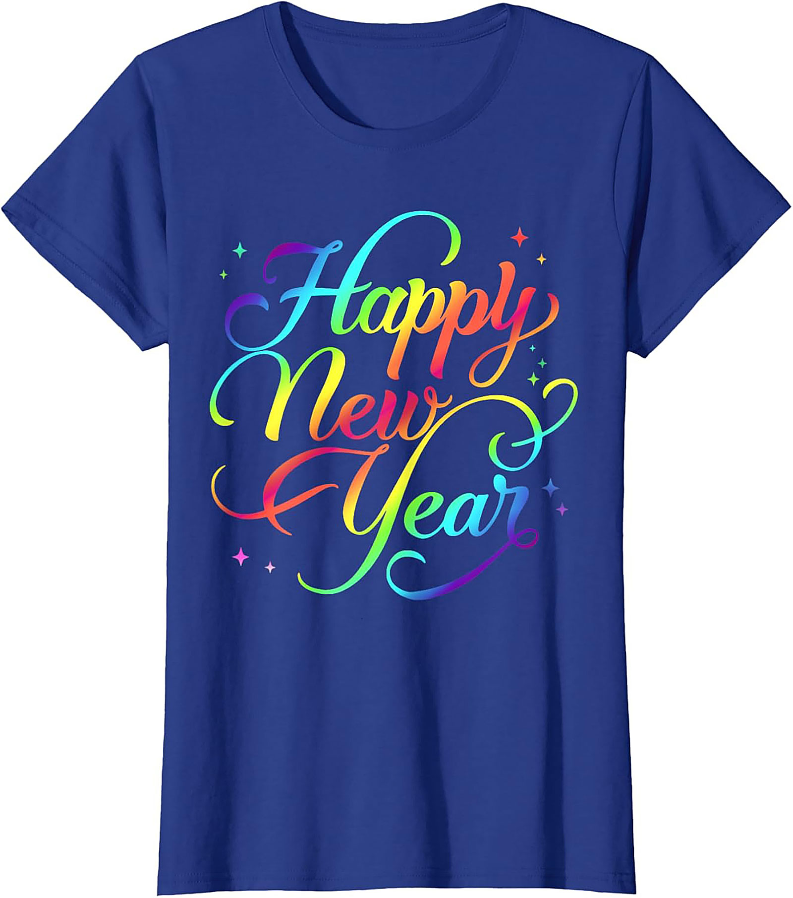Rainbow Happy New Year Graphic Tee Celebration Shirt