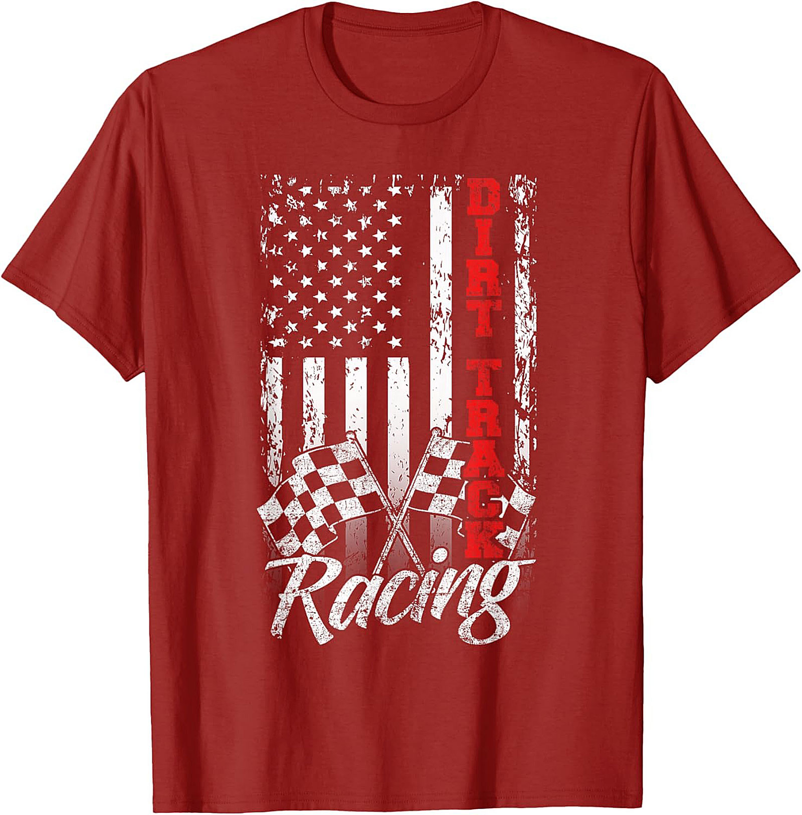 Dirt Track Racing T-Shirt  Patriotic American Flag Tee