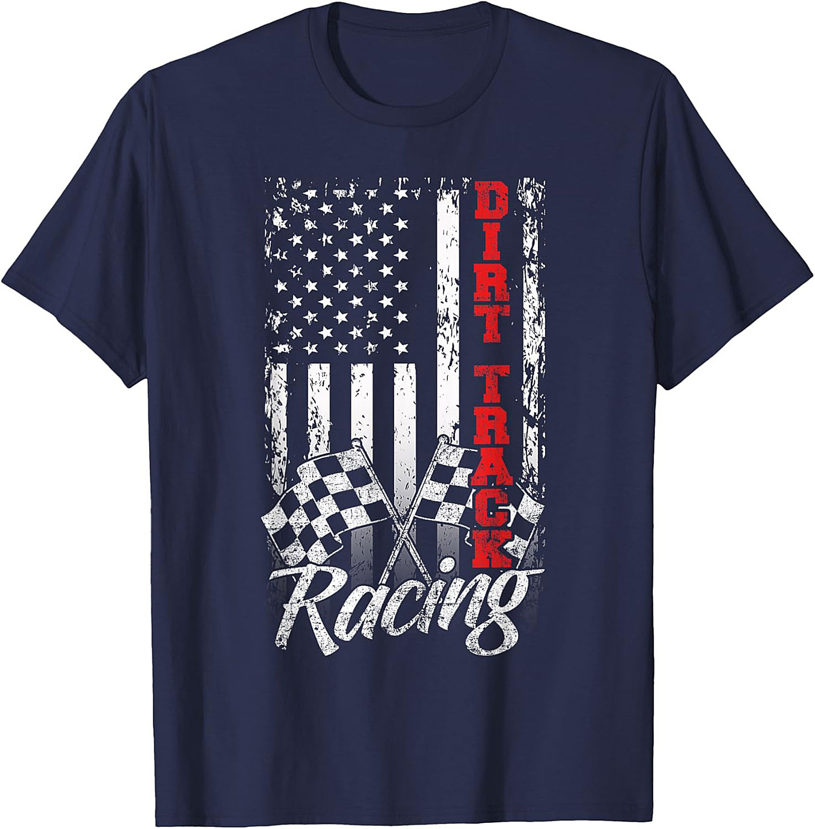 Dirt Track Racing T-Shirt  Patriotic American Flag Tee