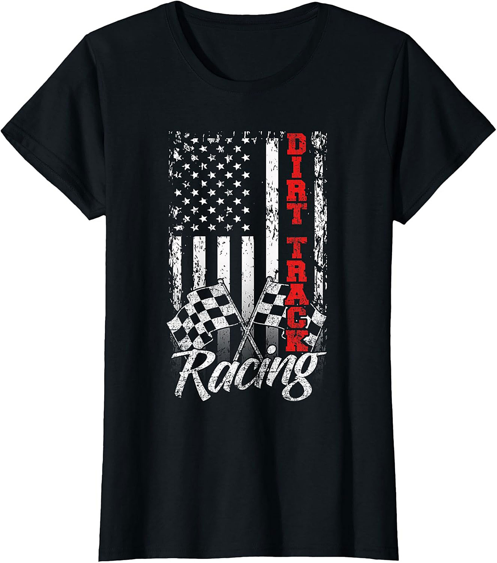 Dirt Track Racing T-Shirt  Patriotic American Flag Tee