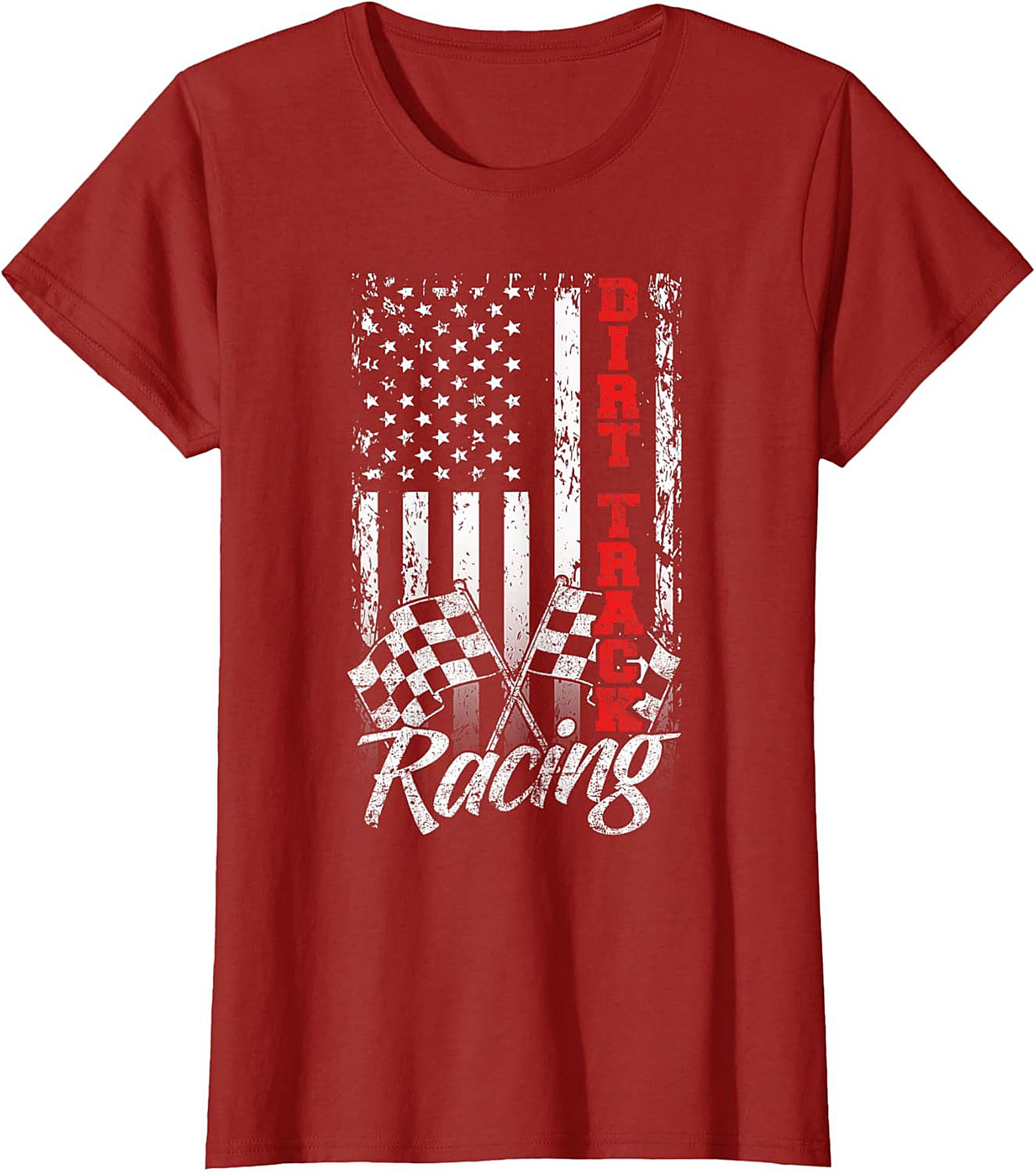 Dirt Track Racing T-Shirt  Patriotic American Flag Tee