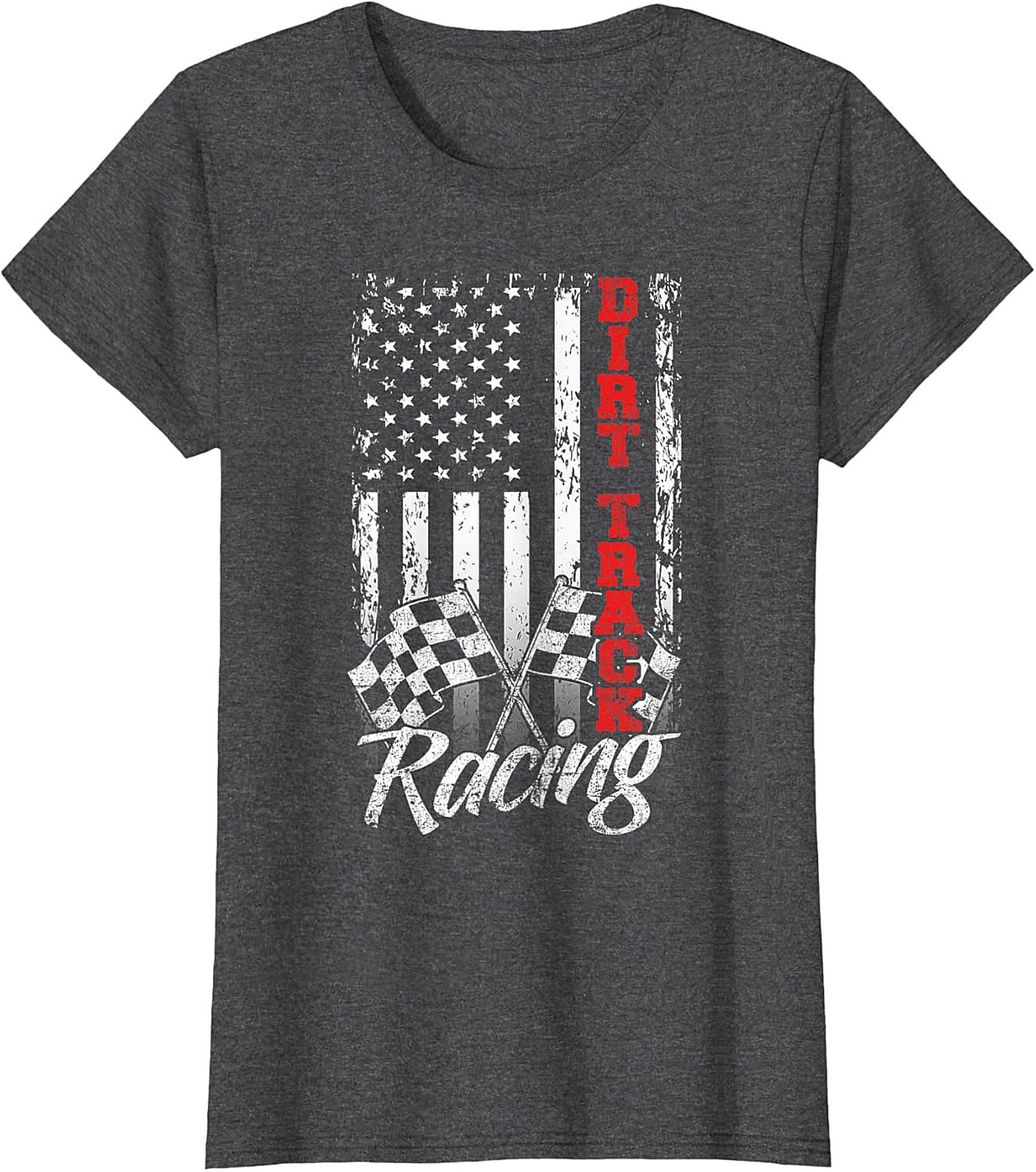 Dirt Track Racing T-Shirt  Patriotic American Flag Tee