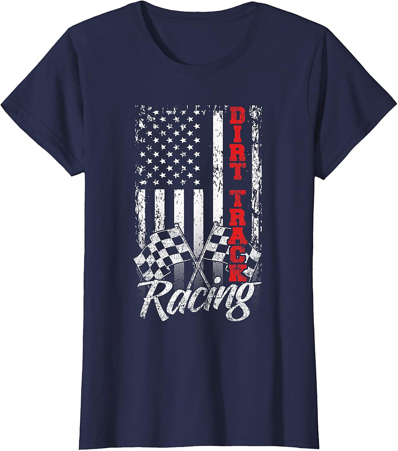 Dirt Track Racing T-Shirt  Patriotic American Flag Tee