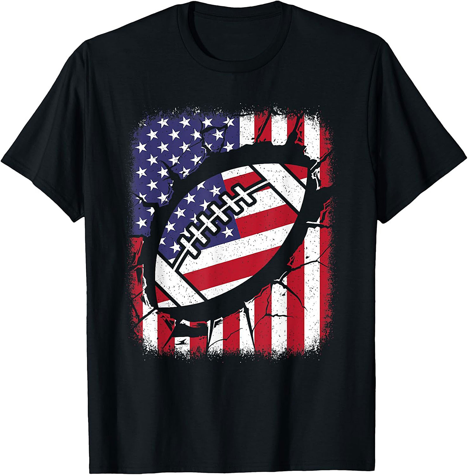 Patriotic Football T-Shirt | American Flag Game Day Tee