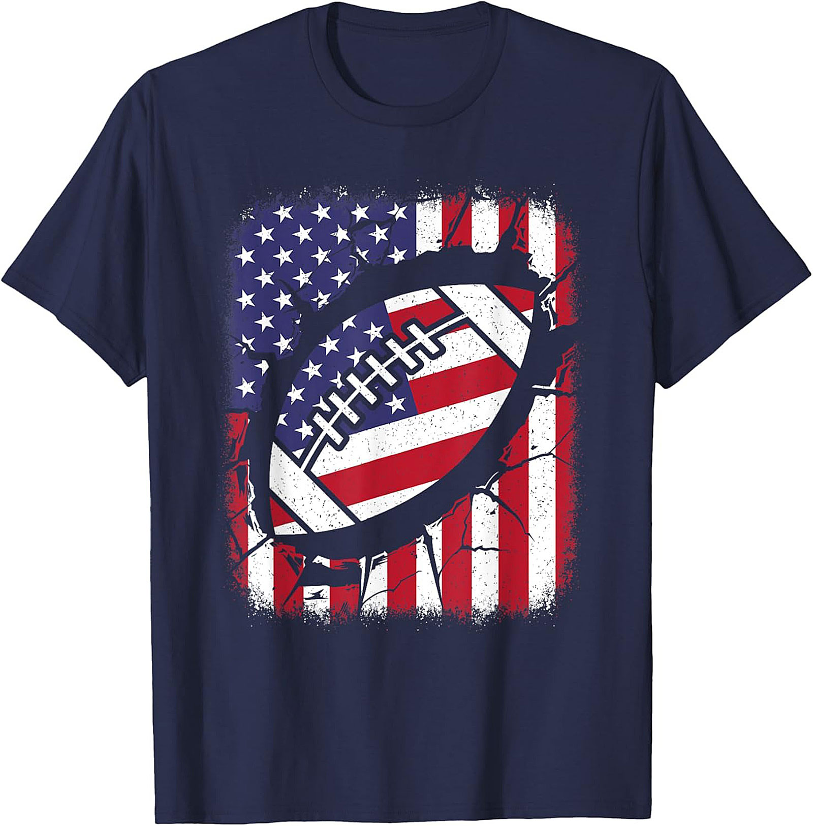 Patriotic Football T-Shirt | American Flag Game Day Tee