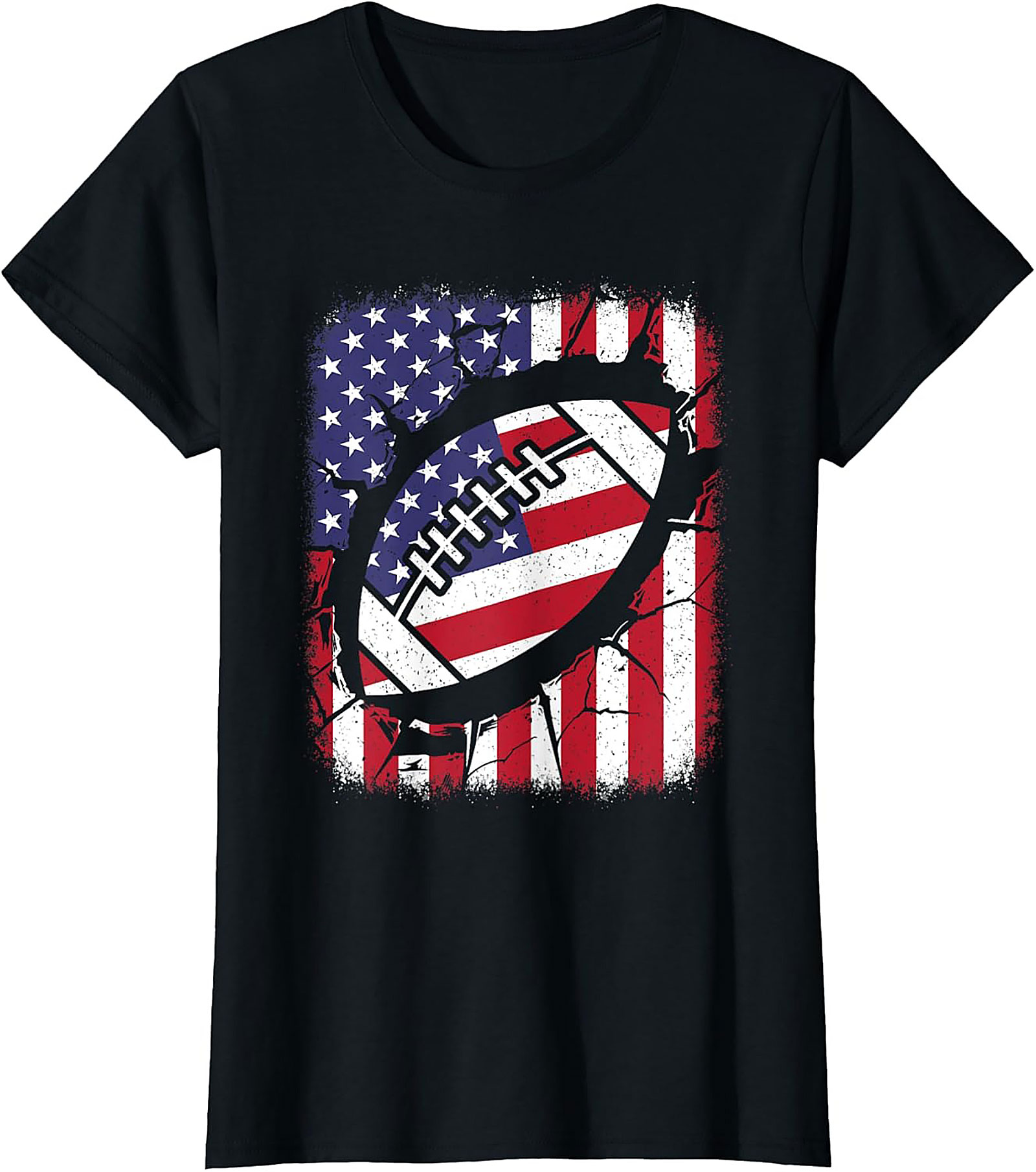 Patriotic Football T-Shirt | American Flag Game Day Tee