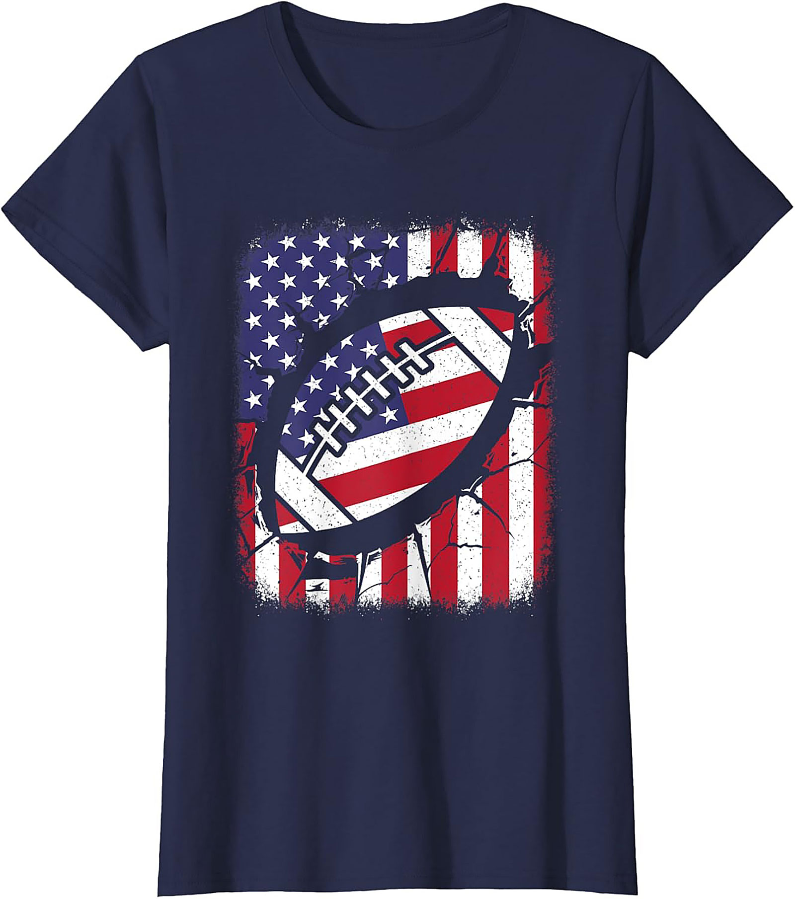 Patriotic Football T-Shirt | American Flag Game Day Tee