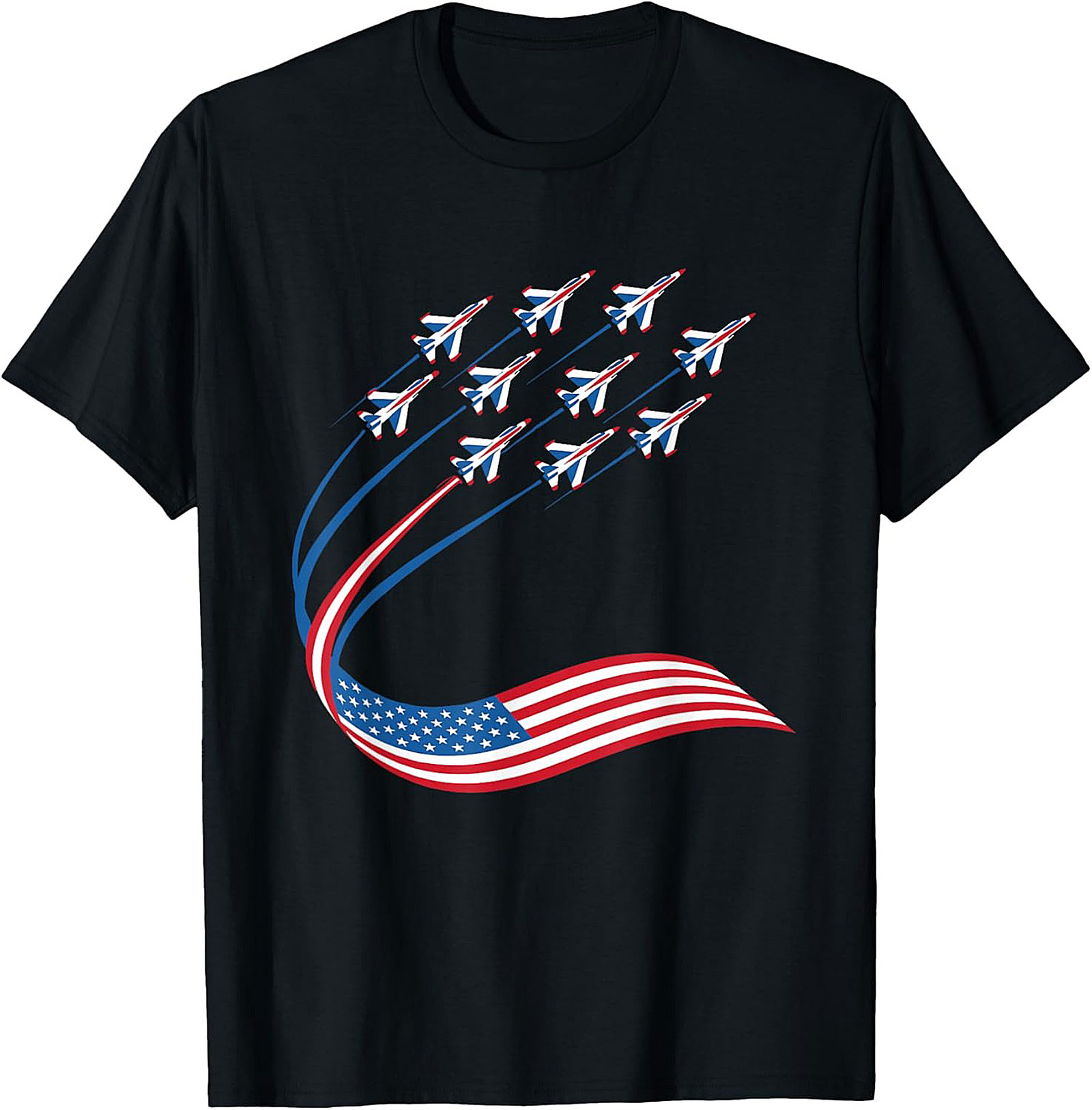 Patriotic Jet Formation Graphic Tee | American Flag Shirt