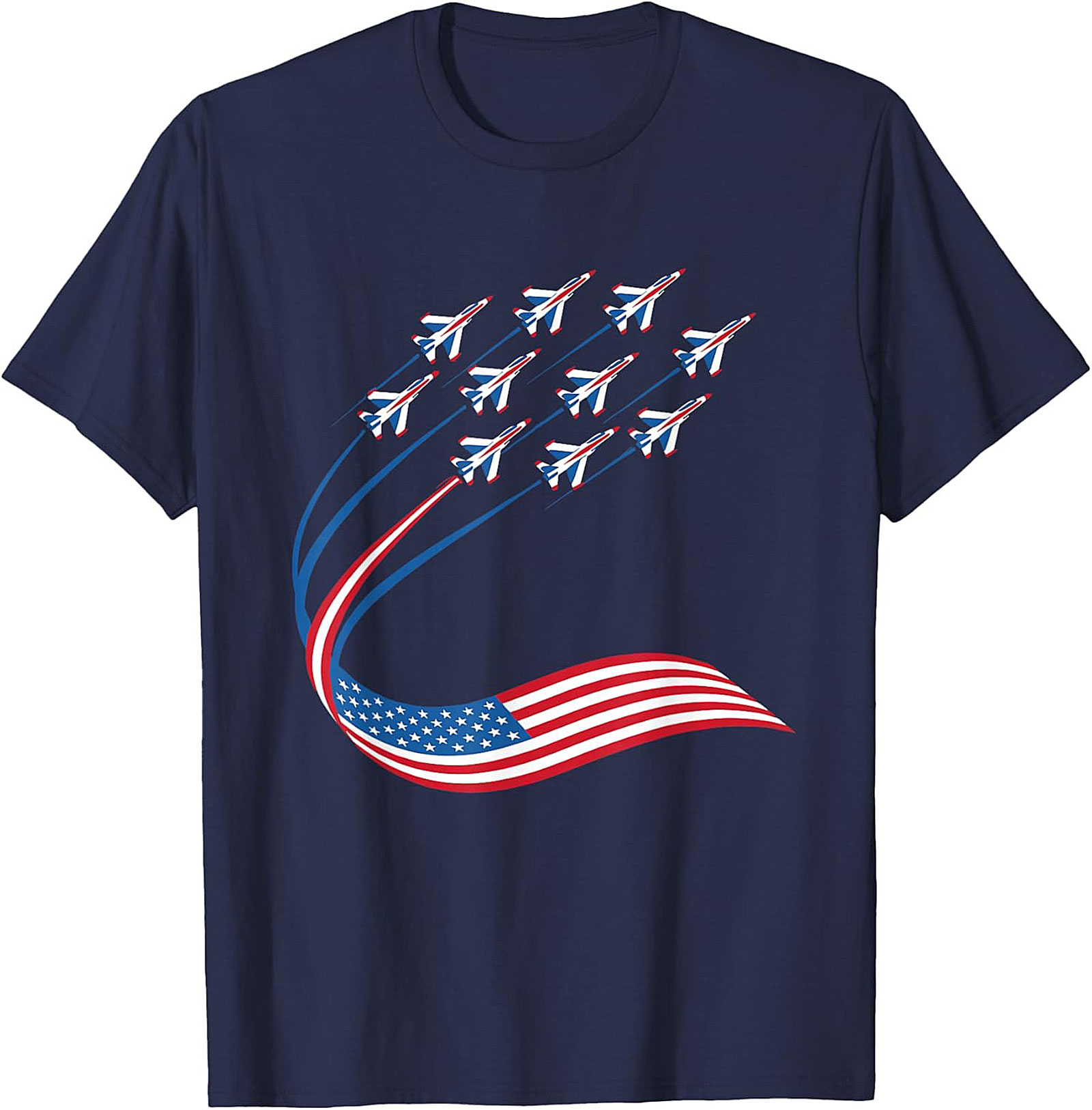 Patriotic Jet Formation Graphic Tee | American Flag Shirt