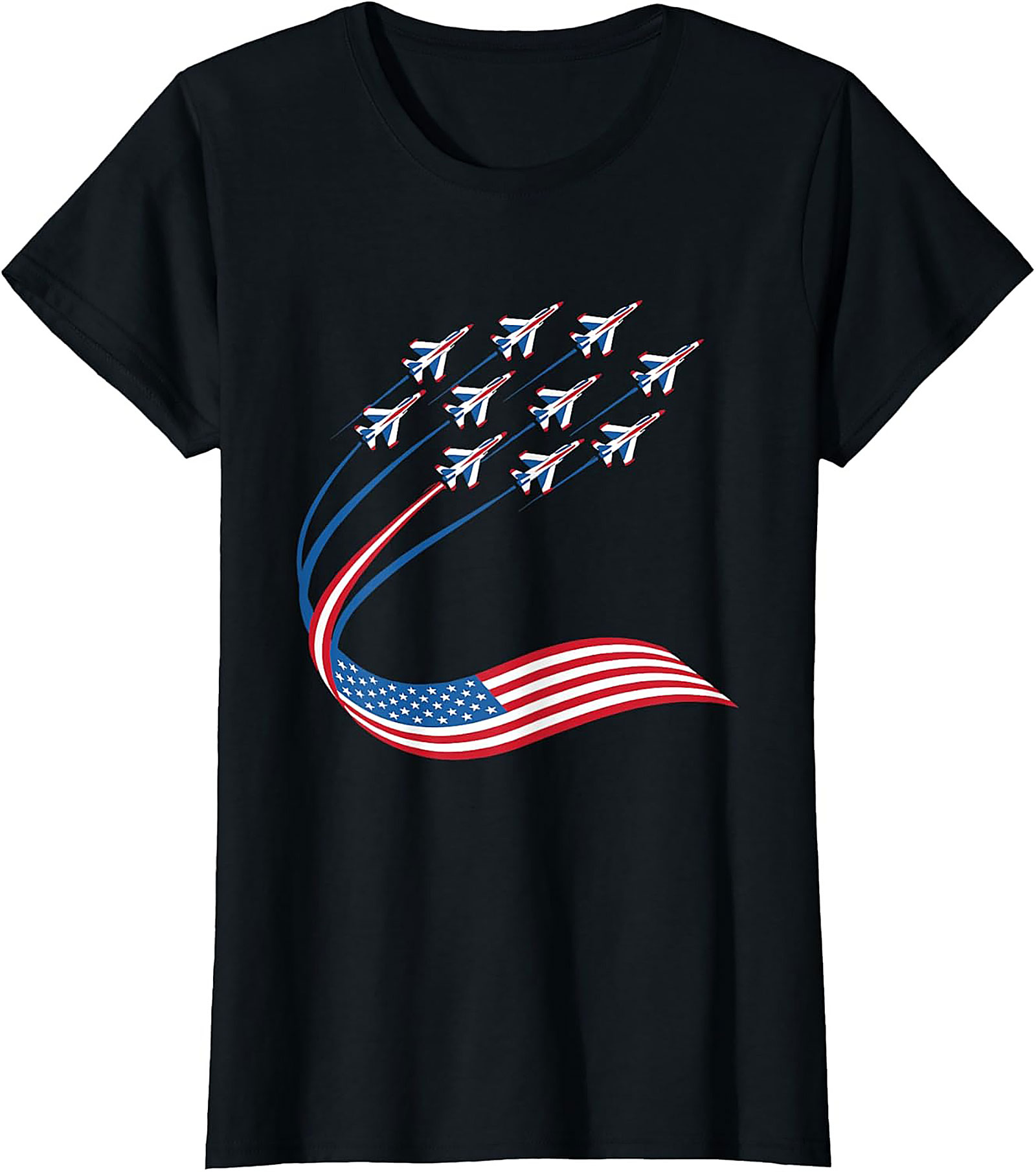 Patriotic Jet Formation Graphic Tee | American Flag Shirt