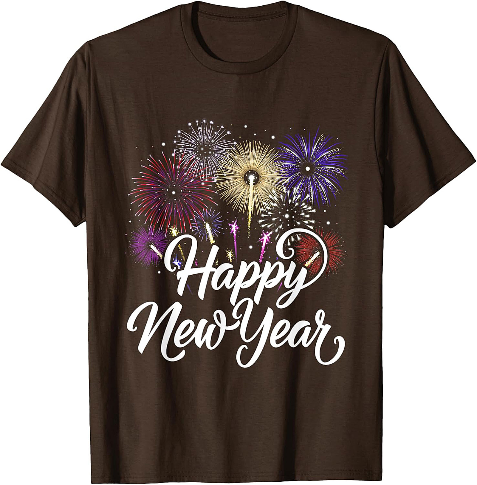 Happy New Year Fireworks T-Shirt Festive Unisex Tee