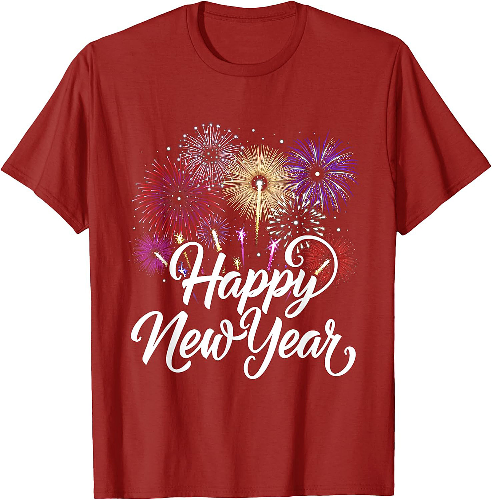 Happy New Year Fireworks T-Shirt Festive Unisex Tee