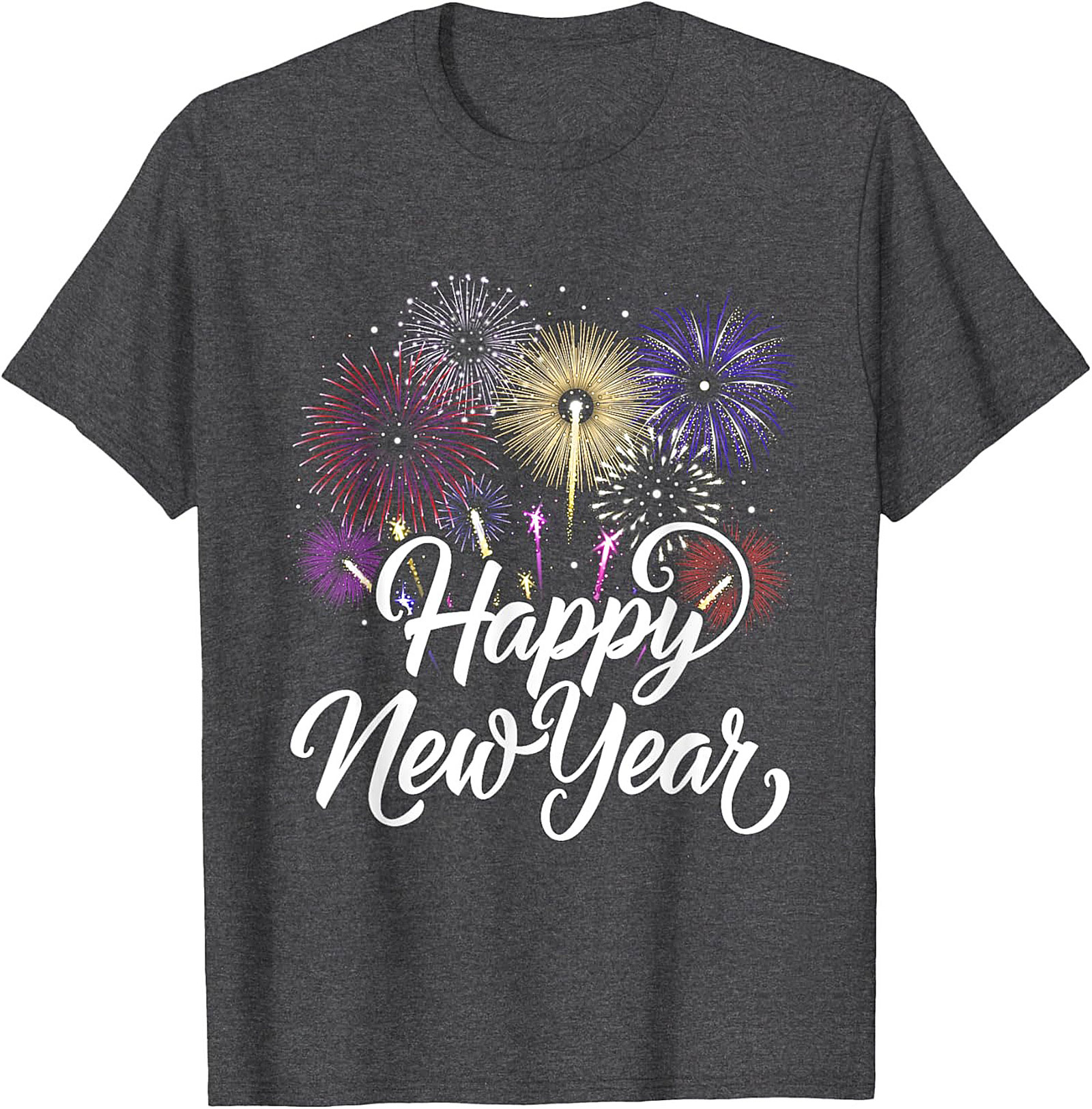 Happy New Year Fireworks T-Shirt Festive Unisex Tee