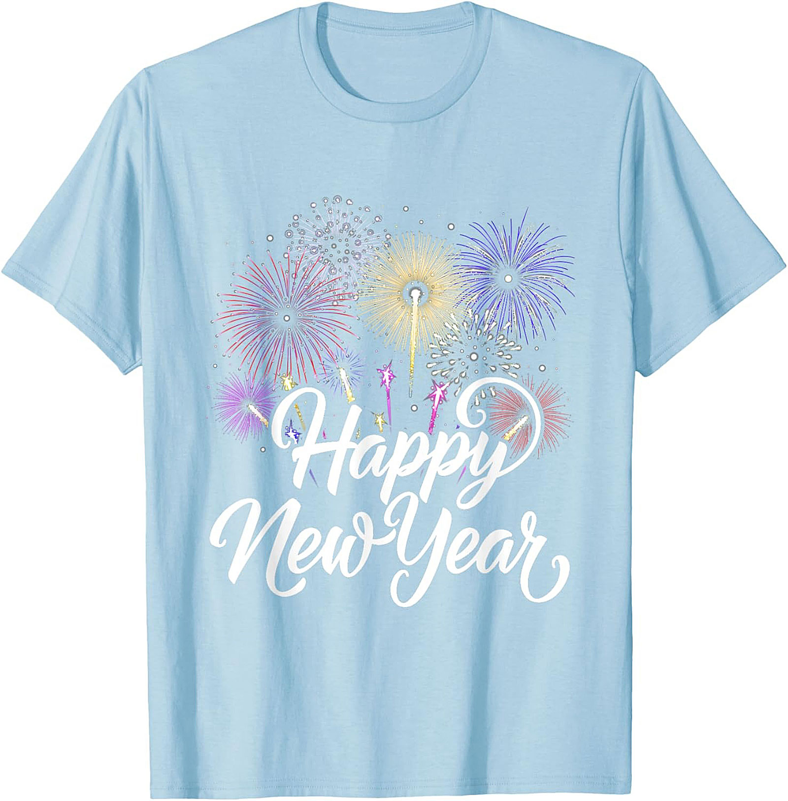 Happy New Year Fireworks T-Shirt Festive Unisex Tee