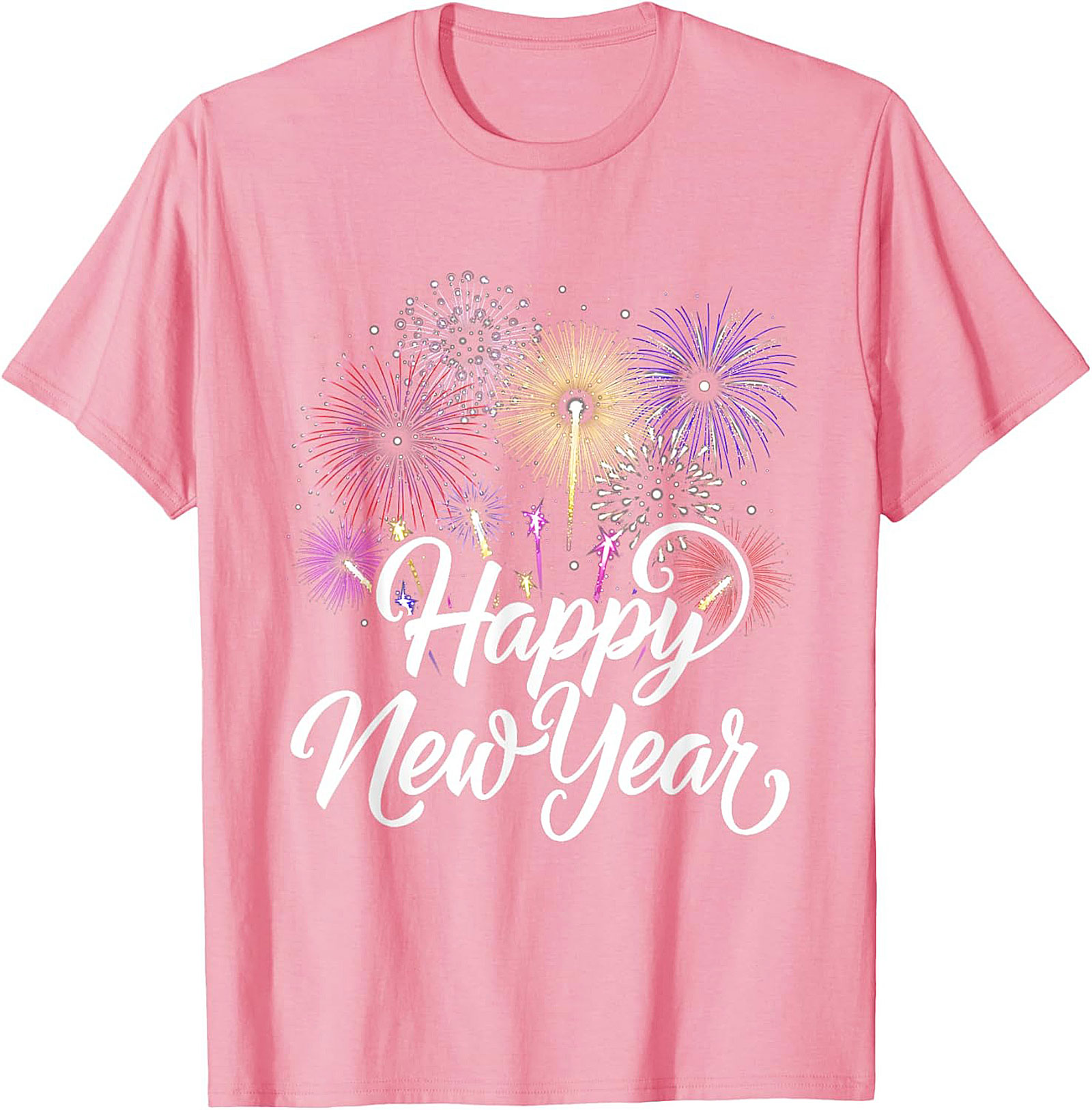 Happy New Year Fireworks T-Shirt Festive Unisex Tee